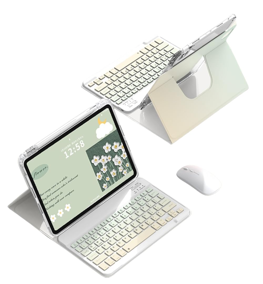 360度回転 iPad Air 11（2024）/ iPad Air4 Air5 キーボード ケース マウス付き グラデーションカラーキーボード iPad Pro 11 第 4 3 2 1 世代 ケース キーボード付きマグネット分離式 透明 クリア 背面カバ