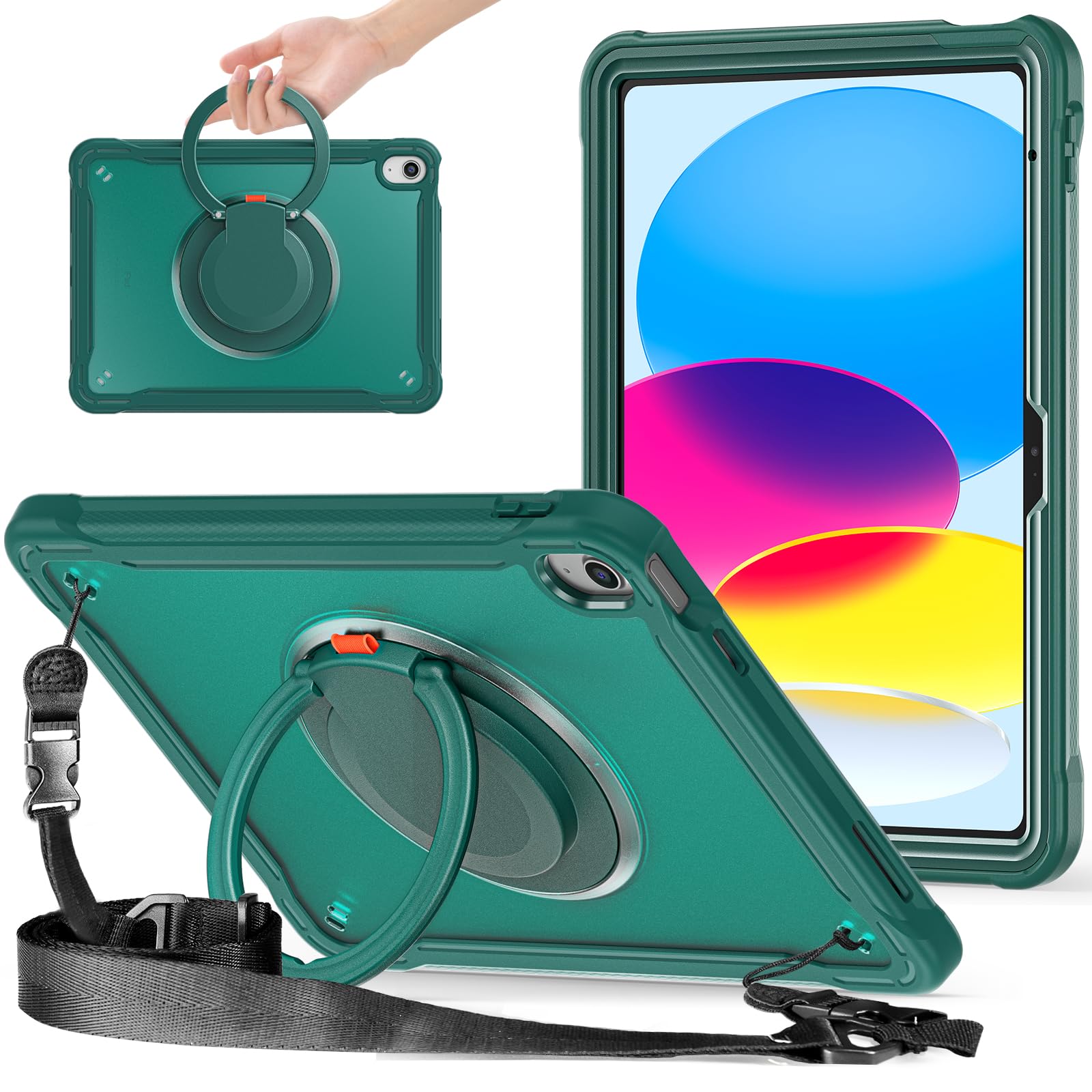 iPad 10 容れもの2022 iPad 10.9in半澄み切った容れもの,360°回転させるスハンドホルダー ス,照明ランプ役立つこと 耐衝撃 牢固たる 合わせる能力のある膝掛けー付き添い人 落っこちる押しとどめる アウトドア,2022第10時人ipad10取りまかなう 相応う,多役立つこと実用全面