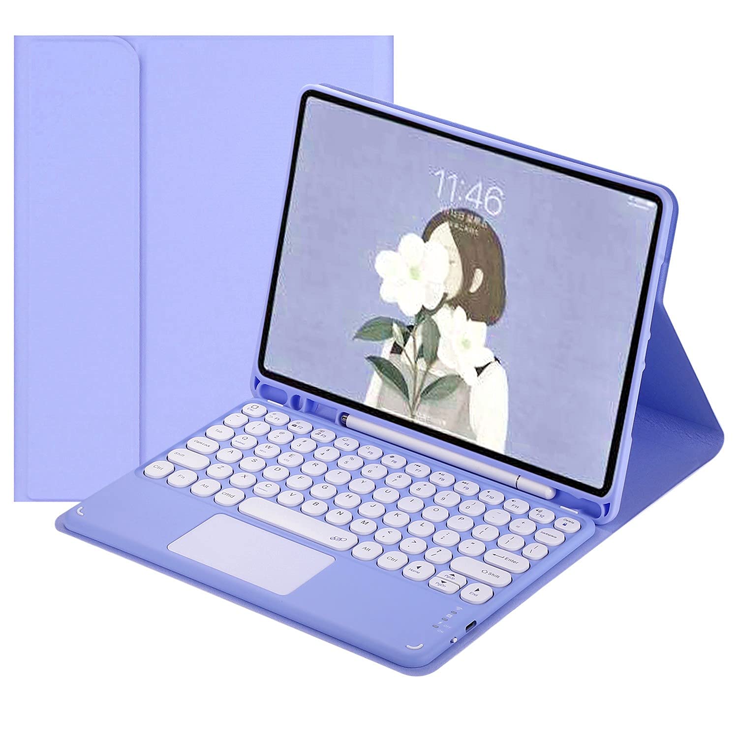 タッチパッド付き添い人 iPad Pro12.9（2022）鍵盤 入れもの 2018 2020 2021 （第6 5 4 3時人） 丸い・円い手がかり 派手 書き込み保持者内蔵 二十日鼠役立つこと 万覚え帳型 薄型 磁石 引きはなす式 無線電話 Bluetooth 手がかり