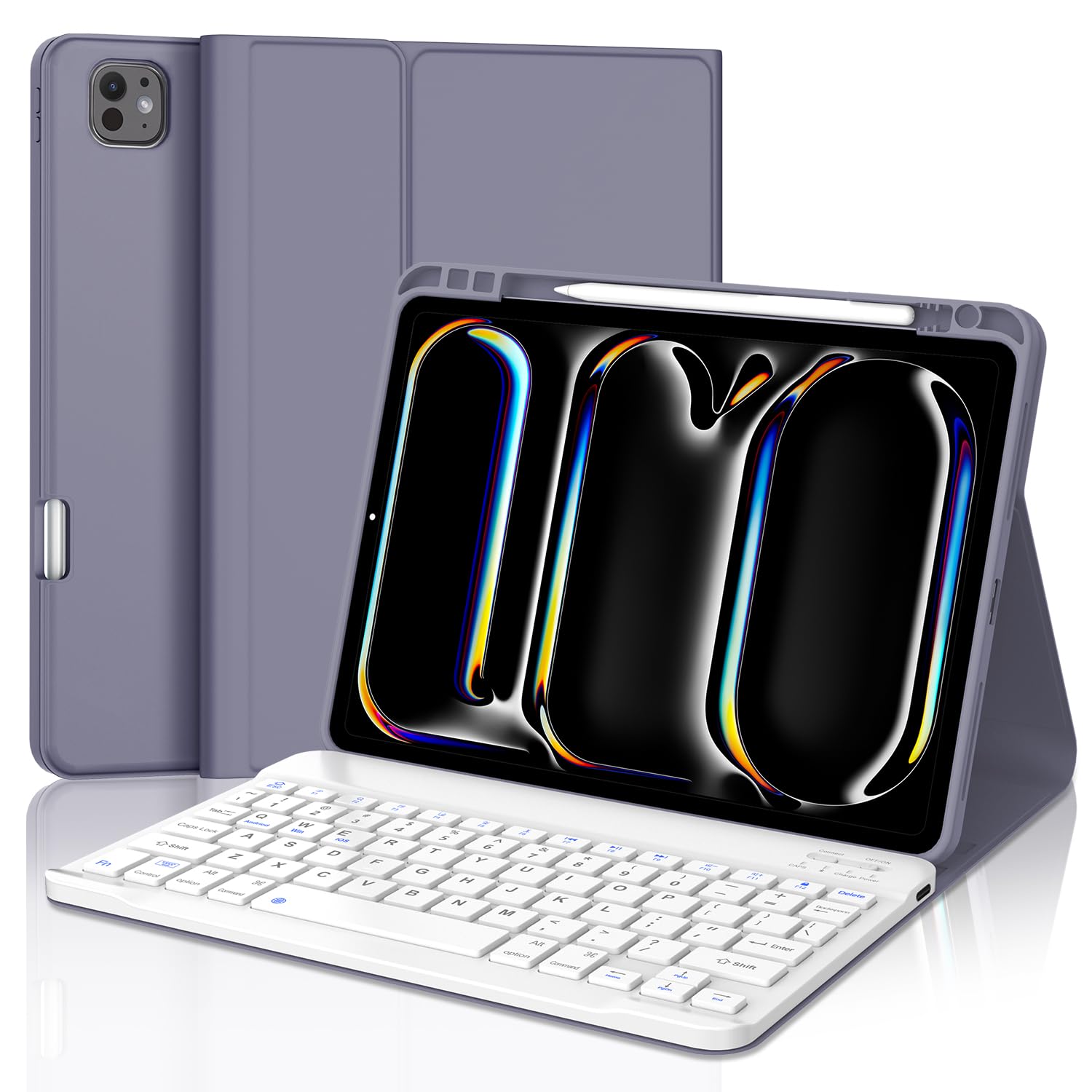 [2024年最新型] iPad Pro 11 インチキーボード付きケース (M4) 2024 Bluetoothキーボードカバー ipad pro 11 キーボード オートスリープ スタンド機能 Apple Pencil充電対応 上側収納 耐衝撃 全面保護 薄型 着