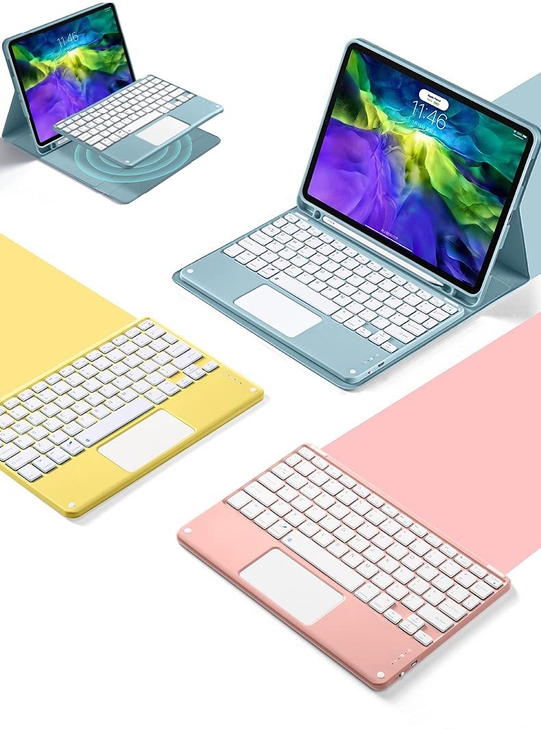 大型タッチパッド付き添い人 2022新型 iPad Air5 / Air4 鍵盤入れもの アイパッドAir 第4/5時人 10.9 in 磁石 脱着式 万覚え帳型 US取り合わせ 薄型 Apple pencil 納める Bluetooth 鍵盤 着飾る 派手 マ