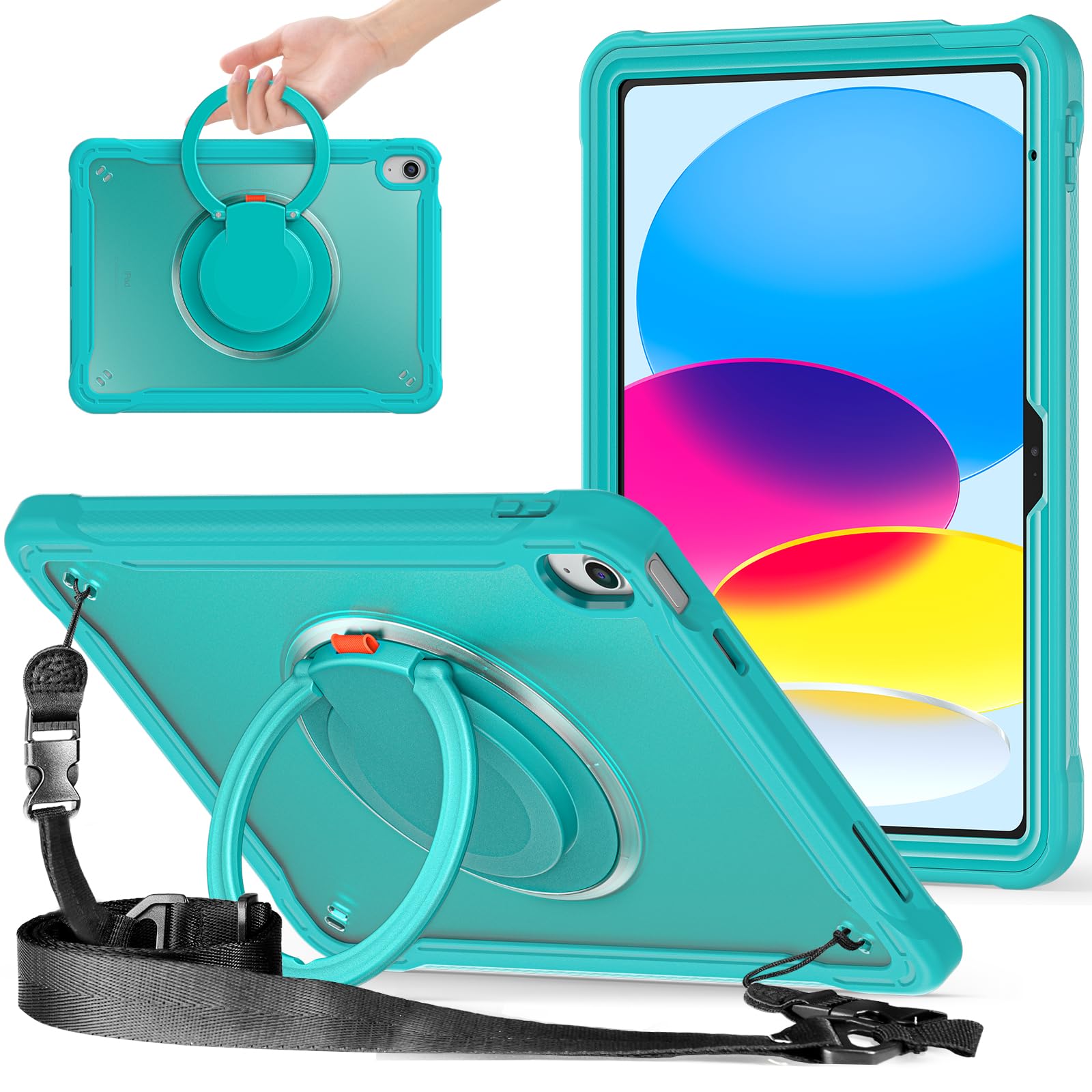 iPad 10 容れもの2022 iPad 10.9in半澄み切った容れもの,360°回転させるスハンドホルダー ス,照明ランプ役立つこと 耐衝撃 牢固たる 合わせる能力のある膝掛けー付き添い人 落っこちる押しとどめる アウトドア,2022第10時人ipad10取りまかなう 相応う,多役立つこと実用全面