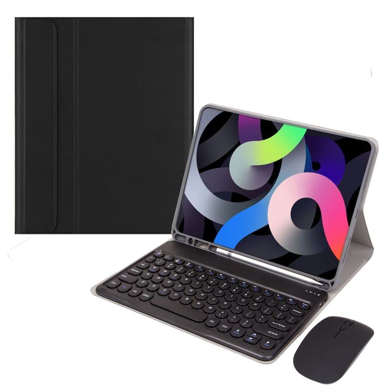 マウス付き 2022 iPad 10.9インチ 第10世代 キーボードケース カラフル 丸型キー レディース 可愛い アイパッド 10 キーボードカバー iPad 10 bluetooth キーボード Apple pencil 収納可能,黒｜T.M.Bストア