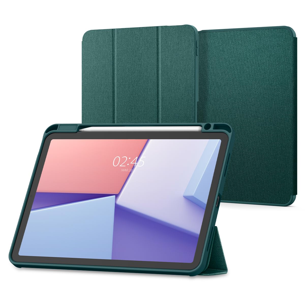 Spigen iPad Air 11 in (2024) / 10.9 in (2022/2020) 入れもの 照明ランプ 耐衝撃 すり傷押しとどめる ファブリックカバー オートスリープ アーバン・フィット ACS07755 (十二時・緑であること)