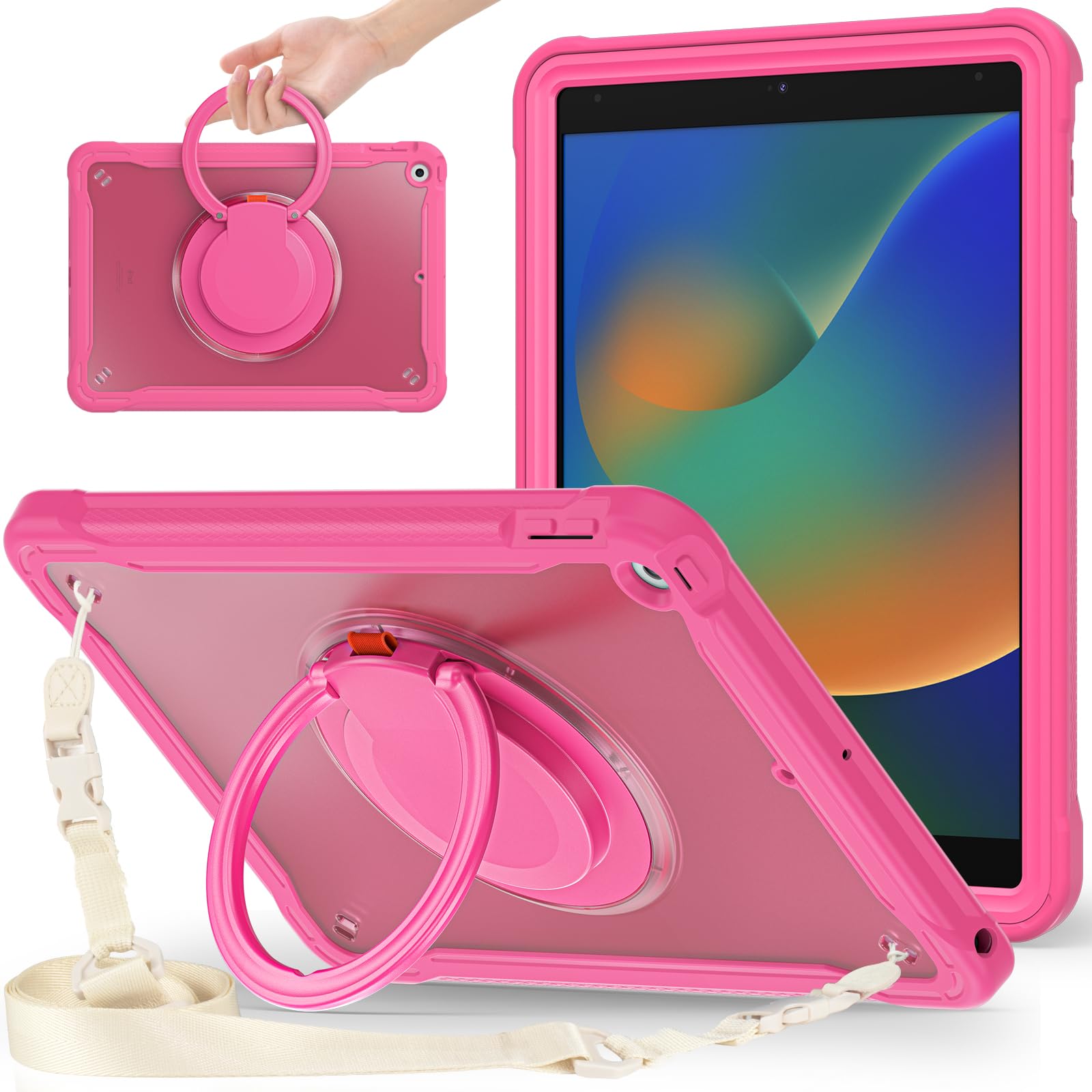 iPad 9時人2021 10.2in半澄み切った容れもの,360°回転させるスハンドホルダー ス,照明ランプ役立つこと 耐衝撃 牢固たる 調節する能力のある肩かけー付き添い人 落っこちる押しとどめる アウトドア,2020第8時人/2019第7時人iPad 10.2取りまかなう 相応う,多役立つこと実用