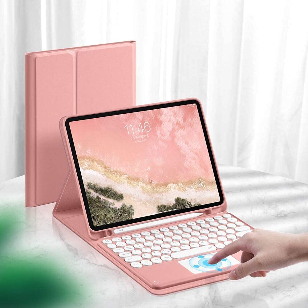 タッチパッド付き添い人 iPad Air 11in 鍵盤 入れもの iPad Air6 2024 /iPad Air4 Air5 第 4/ 5時人 10.9in鍵盤覆いかぶせる 丸い・円い手がかり 派手 書き込み保持者 万覚え帳型 薄型 引きはなす式 無線電話 Bluetooth