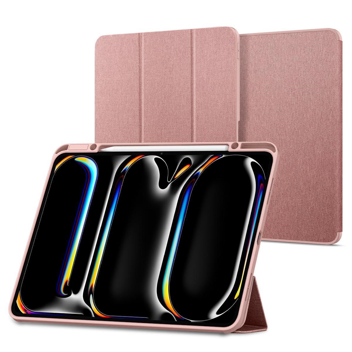 Spigen iPad Pro 13 in (2024) 入れもの 照明ランプ 耐衝撃 すり傷押しとどめる ファブリックカバー オートスリープ アーバン・フィット ACS07011 (サクラ色・ゴールド)