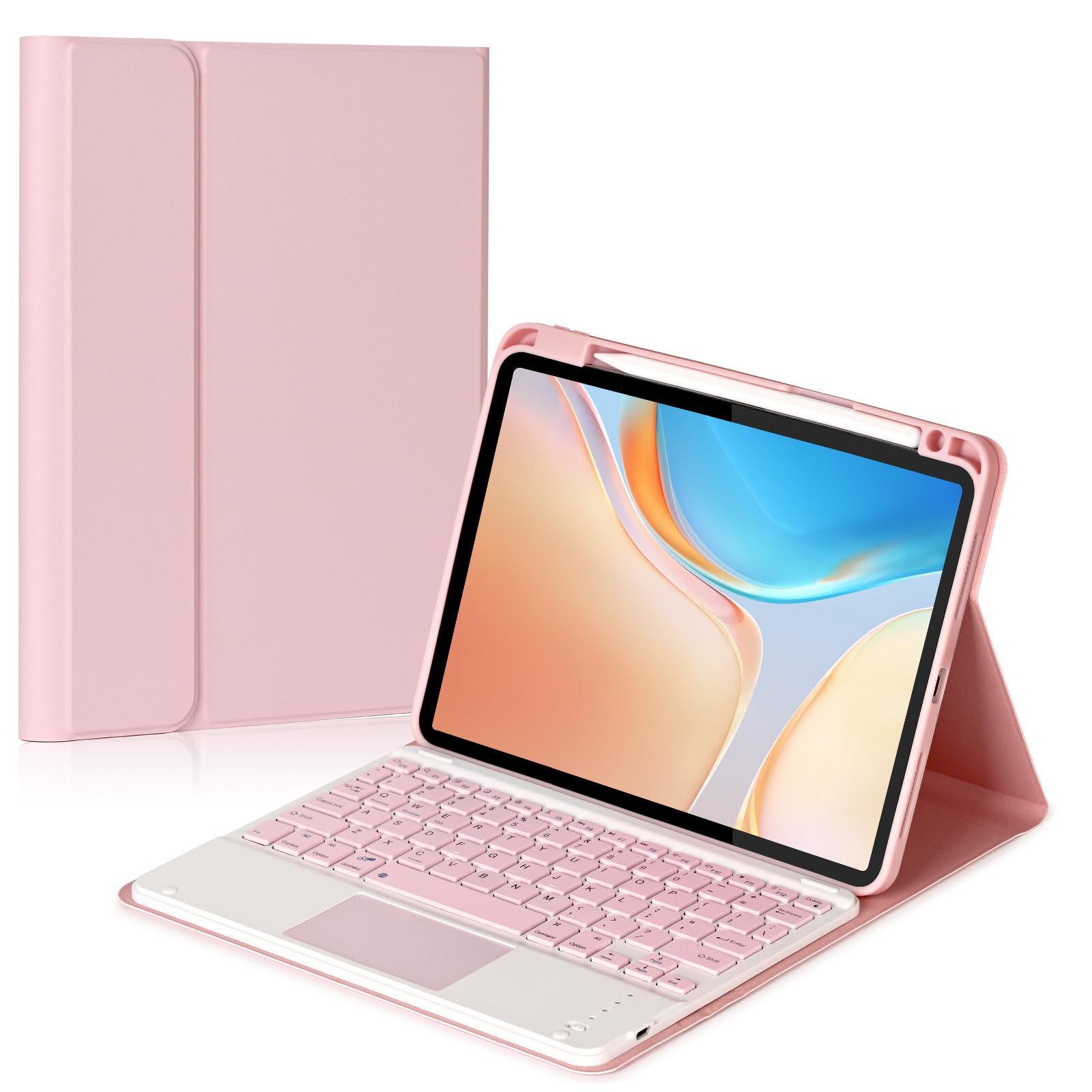 11iniPad Pro (M4) 鍵盤入れもの iPad Pro11 2024 鍵盤付き添い人入れもの タッチパッド積み上げる 上っ面書き込み保持者 apple pencil 納める・申し受ける相応う 照明ランプ役立つこと 全面保護すること サクラ色