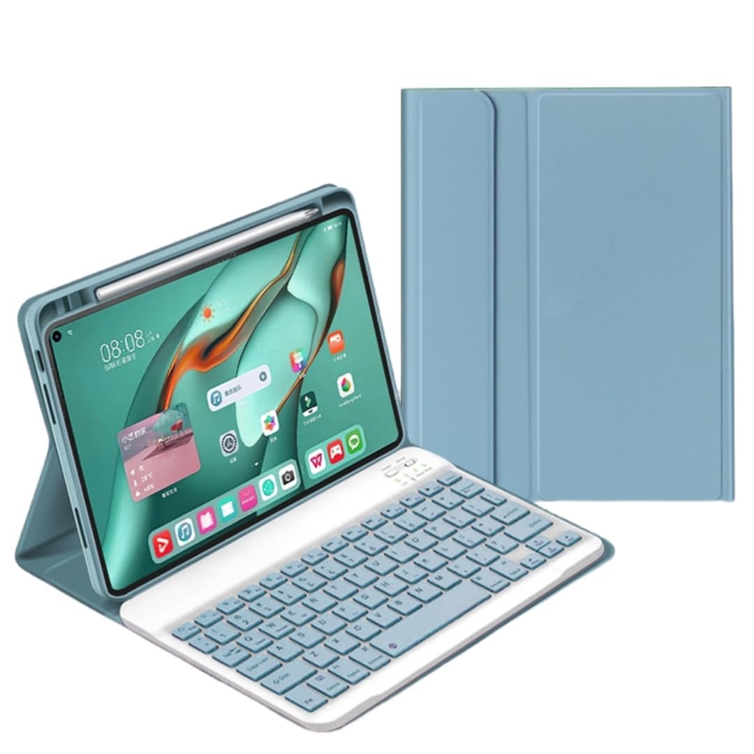 軽量 iPad Pro 13インチ(M4)ケース キーボード付 iPad Pro 13 第7世代 キーボード カバー Pencil 収納 分離式 13インチ iPad Pro (M4) 第7世代 2024キーボード ケース 薄型 人気 お洒落 可愛い，ブルー