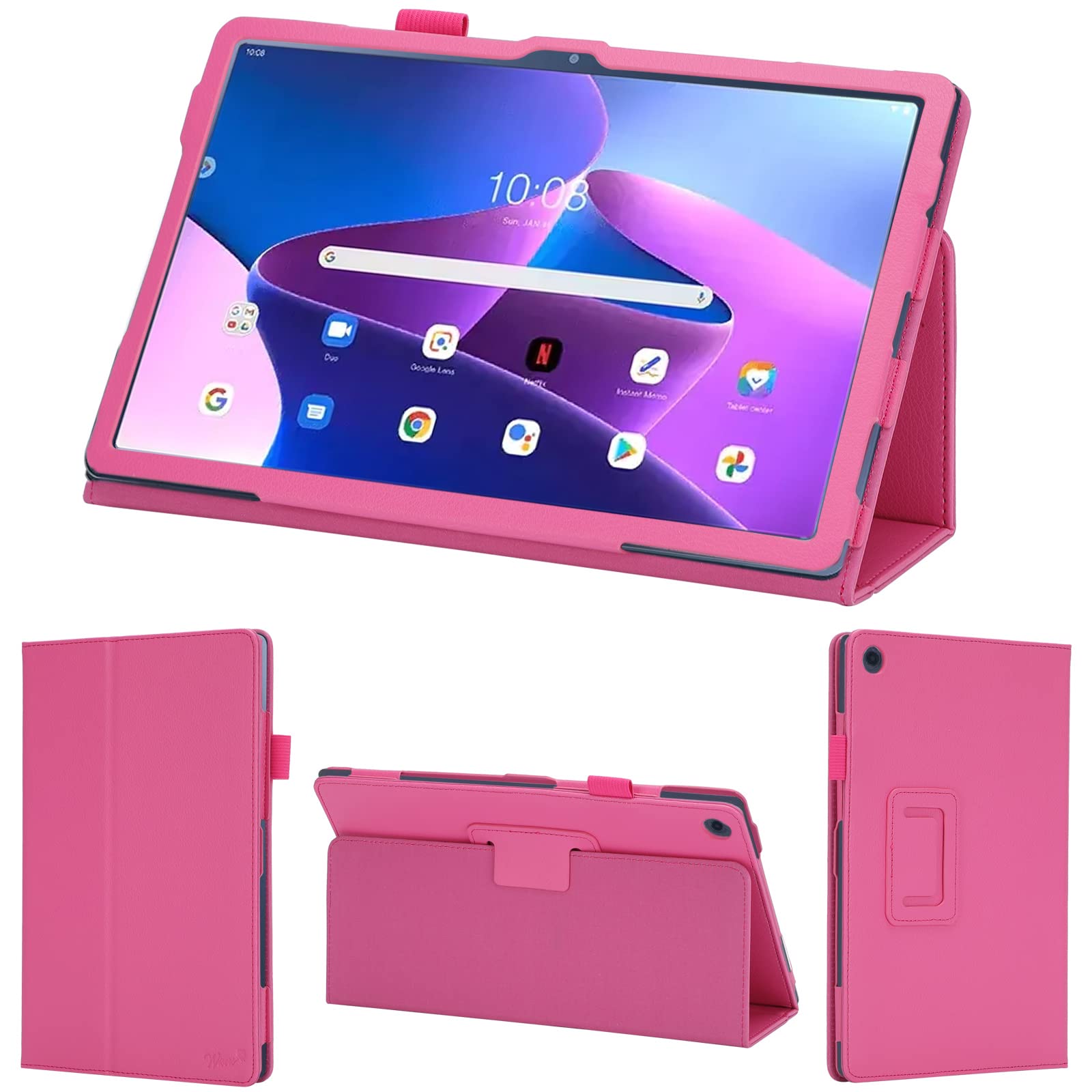wisers タッチペン・保護フィルム付 Lenovo Tab M10 Plus (3rd Gen) 10.61インチ タブレット 専用 ケース カバー [2022 年 新型] ピンク
