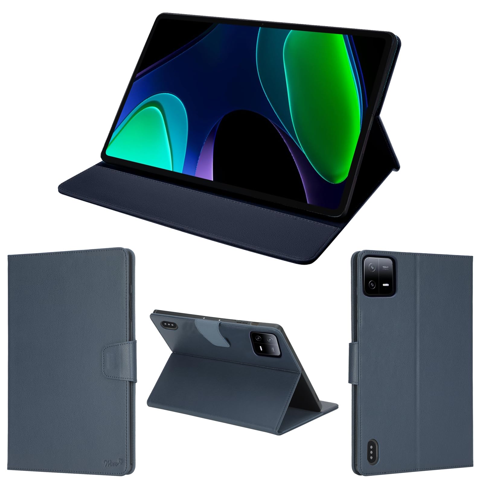 wisers Xiaomi Pad 6 タブレットケース (ダークブルー) 11インチ 対応 (タッチペン/保護フィルム 付き/スタンドタイプ) タブレットカバー 2024年 新型