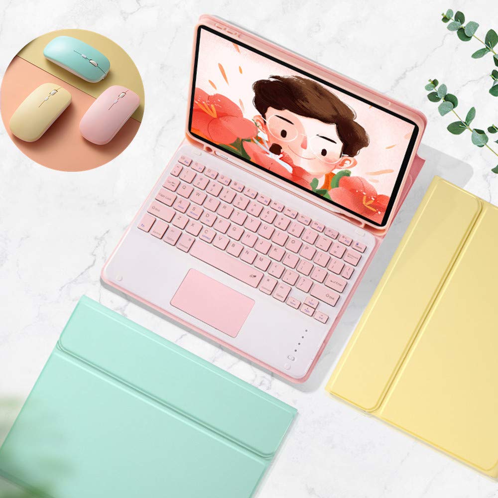 可愛い iPad Air5 iPadAir4 タッチパッド搭載 キーボード ケース ワイヤレス マウス 3点セット キャンディーカラー アイパッド iPad Air 5 10.9インチ 分離式 カラーキーボード付きカバー ペンホルダ