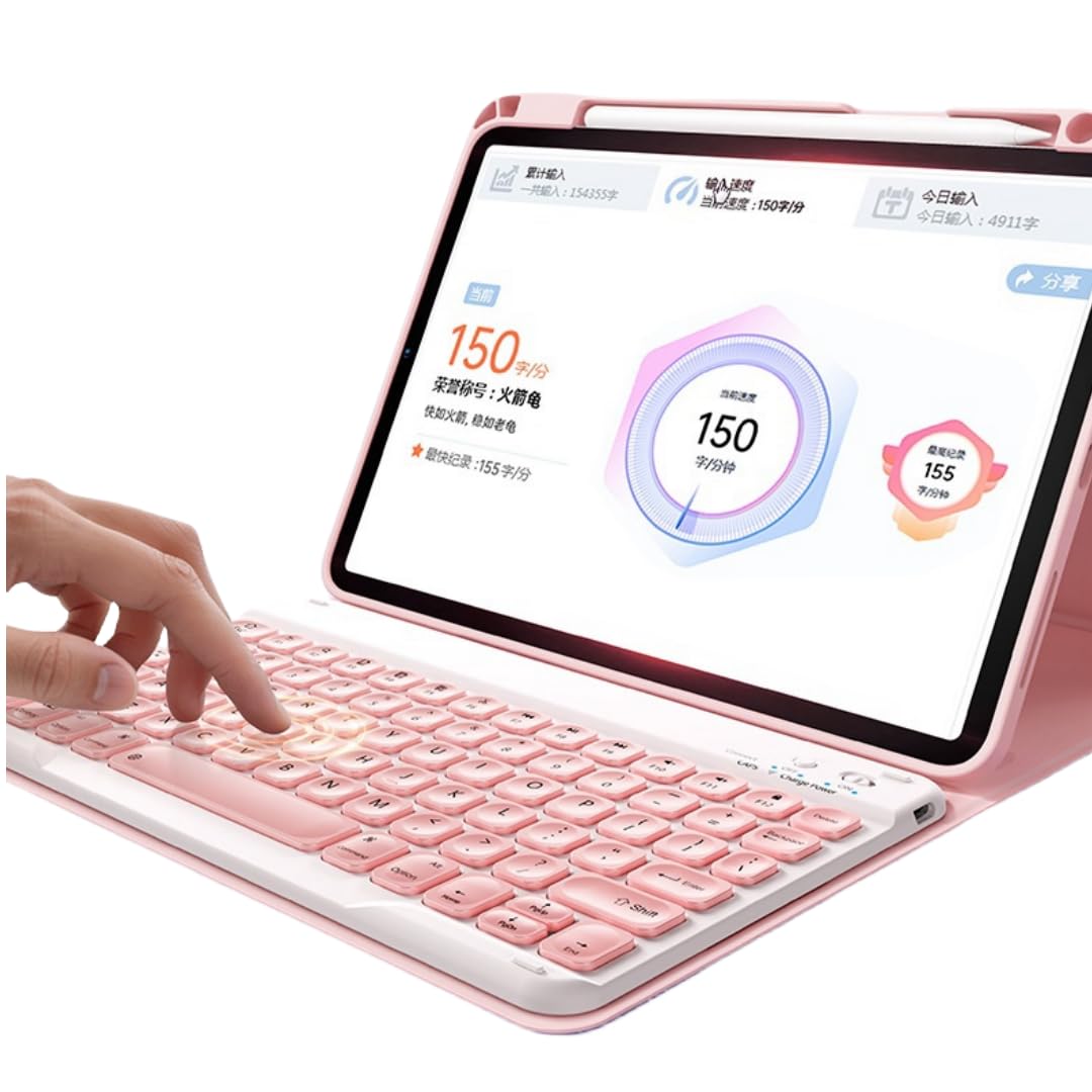 縦置き iPad 第10世代 キーボード ケース 360度回転 透明 分離式ケース マグネットス吸着式 10.9 インチ iPad 10 キーボード付きタブレットPCケース 丸いキー 球状くぼみ Bluetooth 5.2 上側ペンシルホ