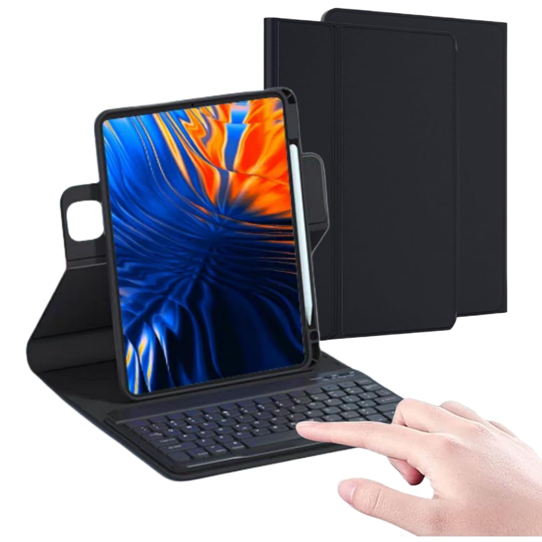 縦置きiPad Air 6世代(2024, 11インチ) キーボードケース, iPad Air 第5世代 第4世代 iPad Pro 11ケース(第4 / 3 / 2 / 1世代) キーボード付き 360度回転 透明 分離式ケース丸いキー 球状くぼみ マグネットス