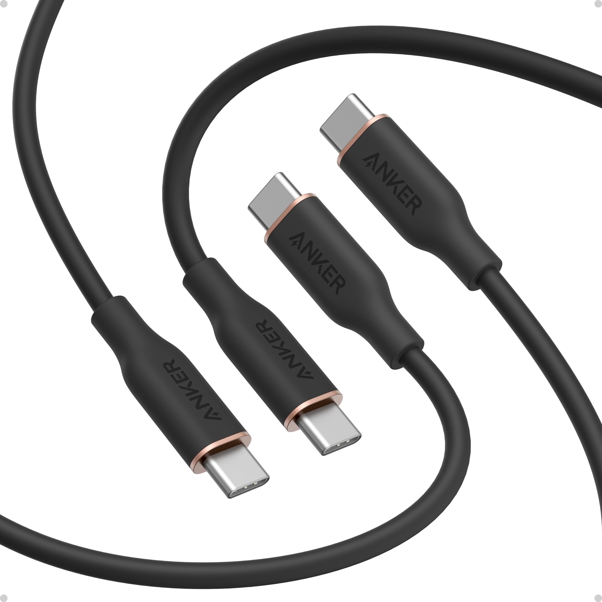 Anker PowerLine III Flow USB-C \u0026 USB-C 有線テレビ 1.8m 2本書き割り 黒いこと
