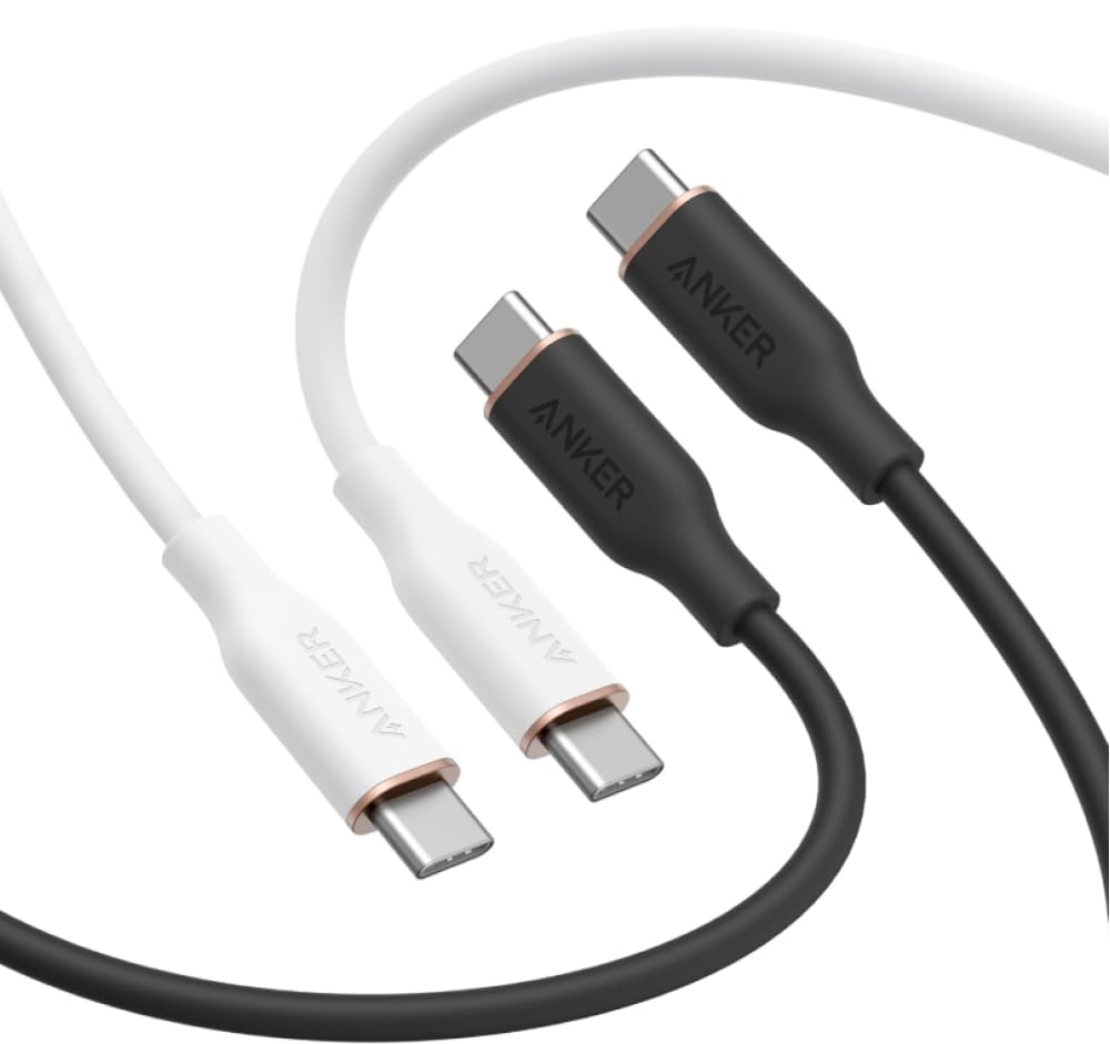 Anker PowerLine III Flow USB-C \u0026 USB-C 有線テレビ 1.8m 2本書き割り 黒いこと \u0026 白いこと