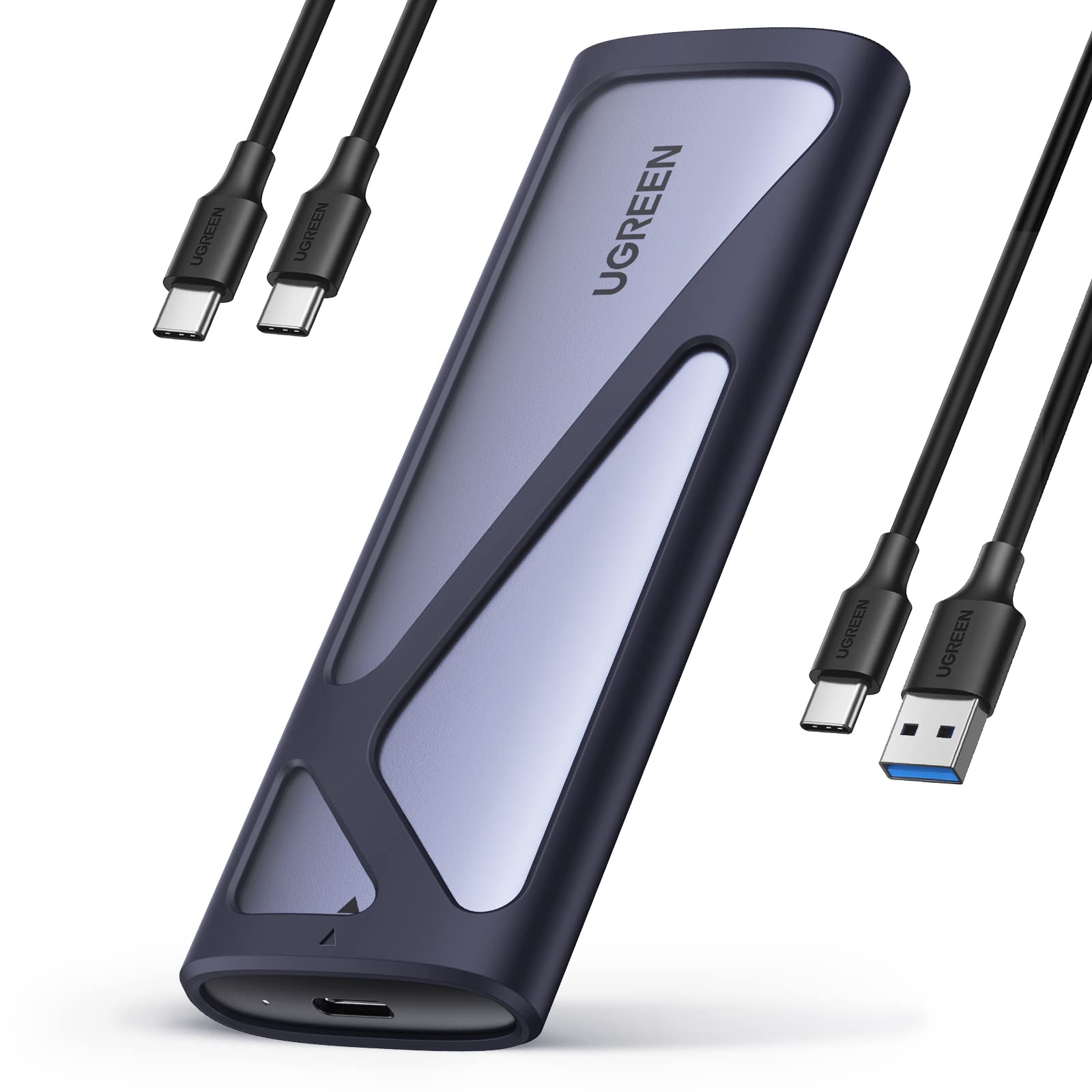 UGREEN M.2 SSD 外付けケース-SATA NVME両対応 M.2 SSD ケース USB3.2 Gen2接続 UASP対応 10Gbps高速転送 アルミ ssd m.2 ケース 2230/2242/2260/2280 M key/B+M key SSD対応 シリコンラバー付き 【USB A-C&USB C-C 2本ケーブ|T.M.Bストア