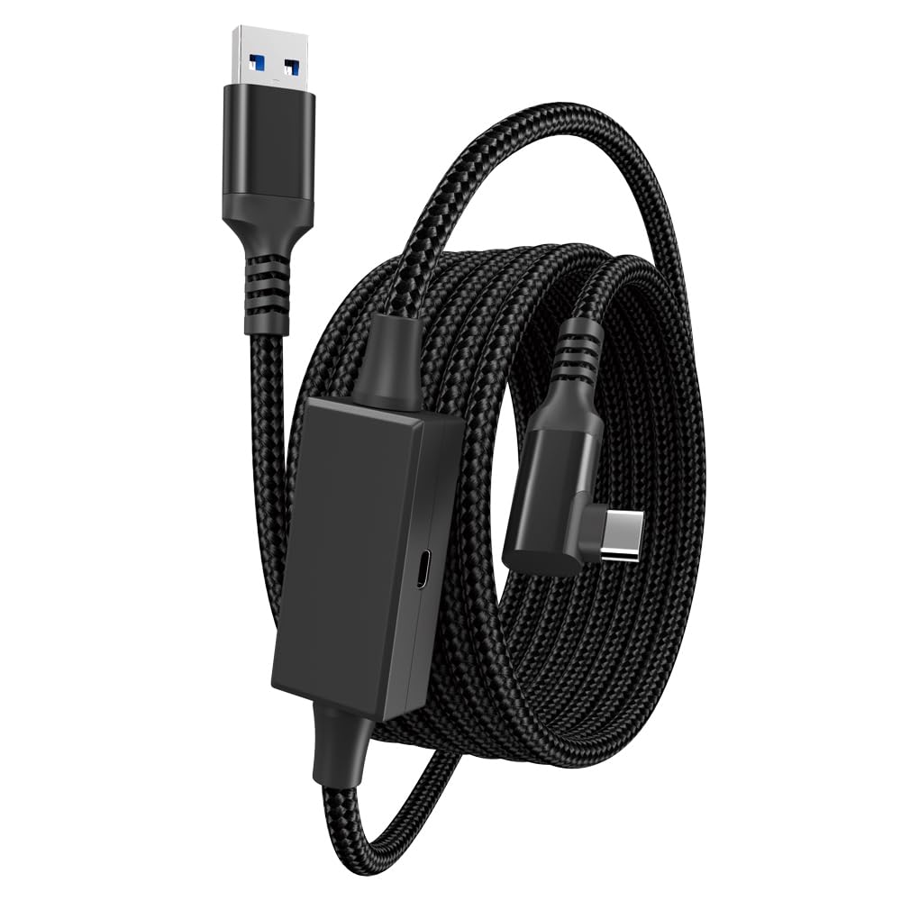 【充電しながら遊ぶ】リンクケーブル Quest 3/2/1/Pro/Pico4アクセサリと互換性があり USB-A 3.0 & Type C ケーブル ゲームPC/Steam VR用【個別充電ポート付き 5Gbps高速データ転送 60W高速充電 高耐久ナイ｜T.M.Bストア