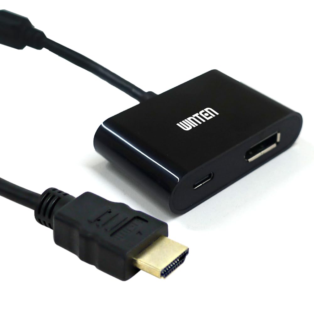 ウィンテン 変換コネクタ HDMI-DisplayPort変換アダプタ/HDMI to ディスプレイポート DP 変換ケーブル 4K対応 HDTV LCDモニター 対応 金メッキ搭載 ブラック WT-CHD02-BK