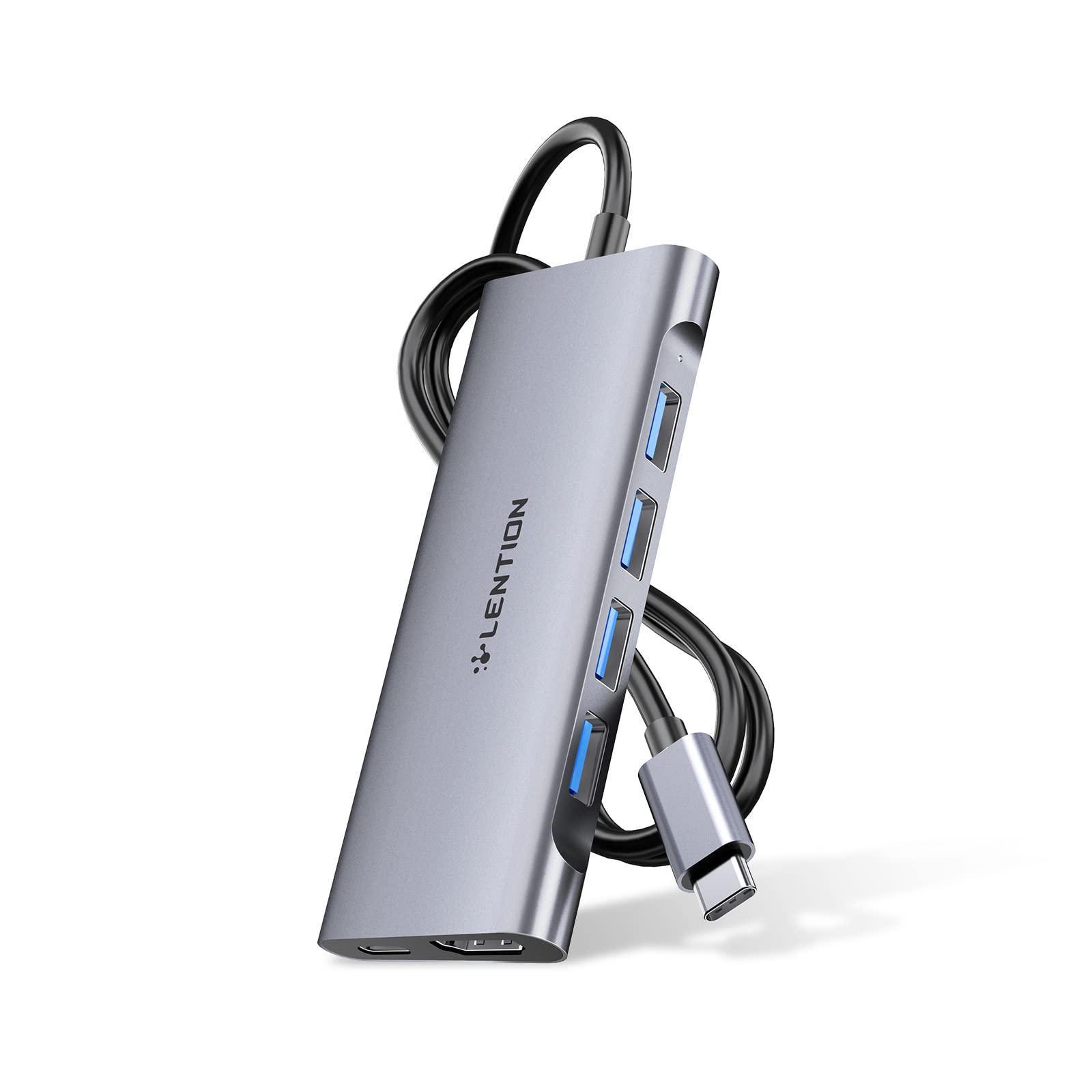 LENTION 6in1 USB Type C ハブ ケーブル長さ1ｍ CB-C35-1M USB 3.0 4K HDMI PD充電 100W USB-C タイプc typec MacBook Pro (2016-2022 / M1 M2)、MacBook Air (2018-2022 / M1 M2)、iPad Pro、iPad Air、Surface Pro 7 8 / Go 2 3 (サーフェス)、Chr｜T.M.Bストア