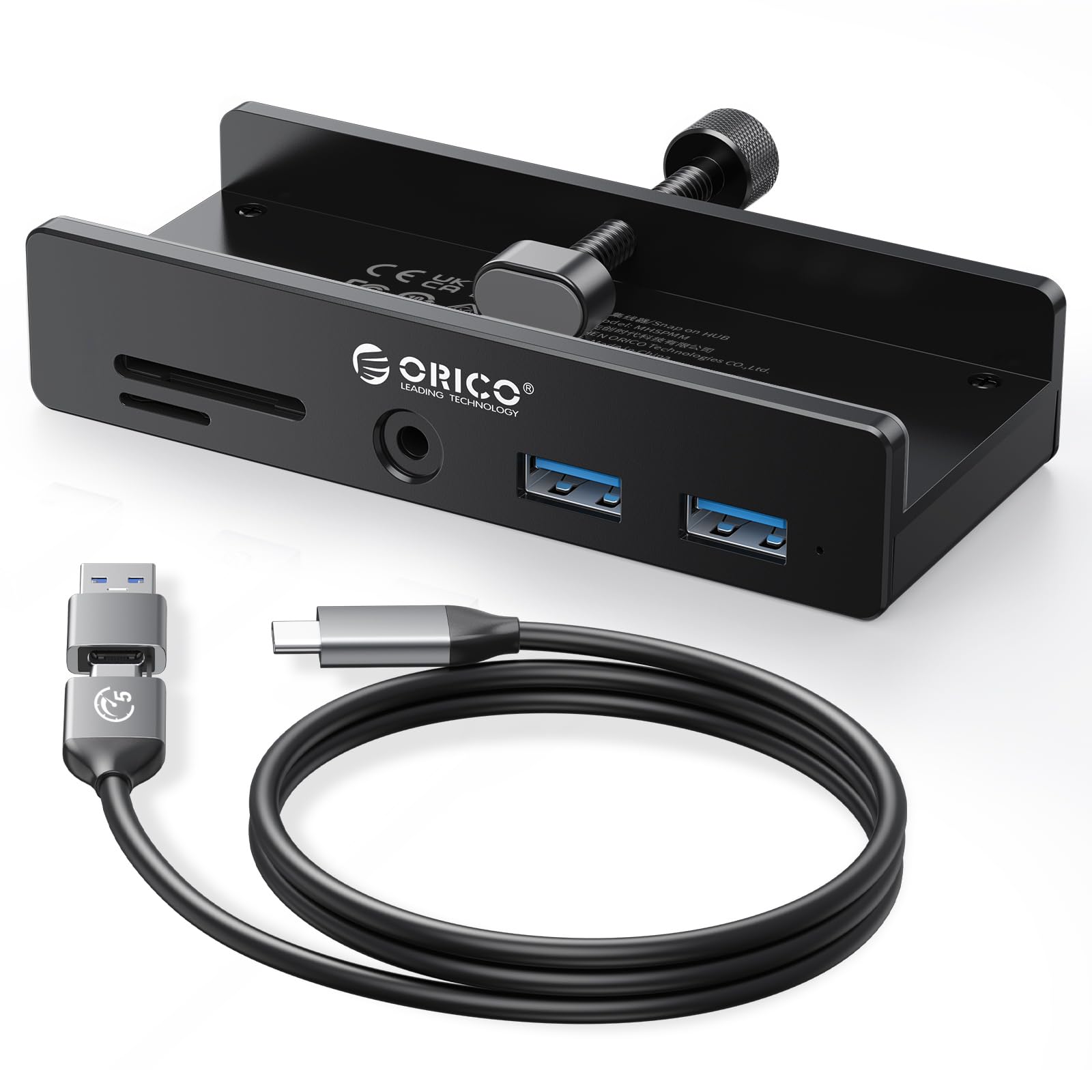 ORICO USB-Cこしき クランプ式 5界面（TF/SD歌留多読み手、USB-A×2、3.5粍オーディオ） 5Gbps弾丸道路遷らす USB-C 給電界面付き添い人（5V） 二階建てバス力強さ/セルフ力強さ相応う 1m有線テレビ付 軽銀 pc境界線の外側計器 Window