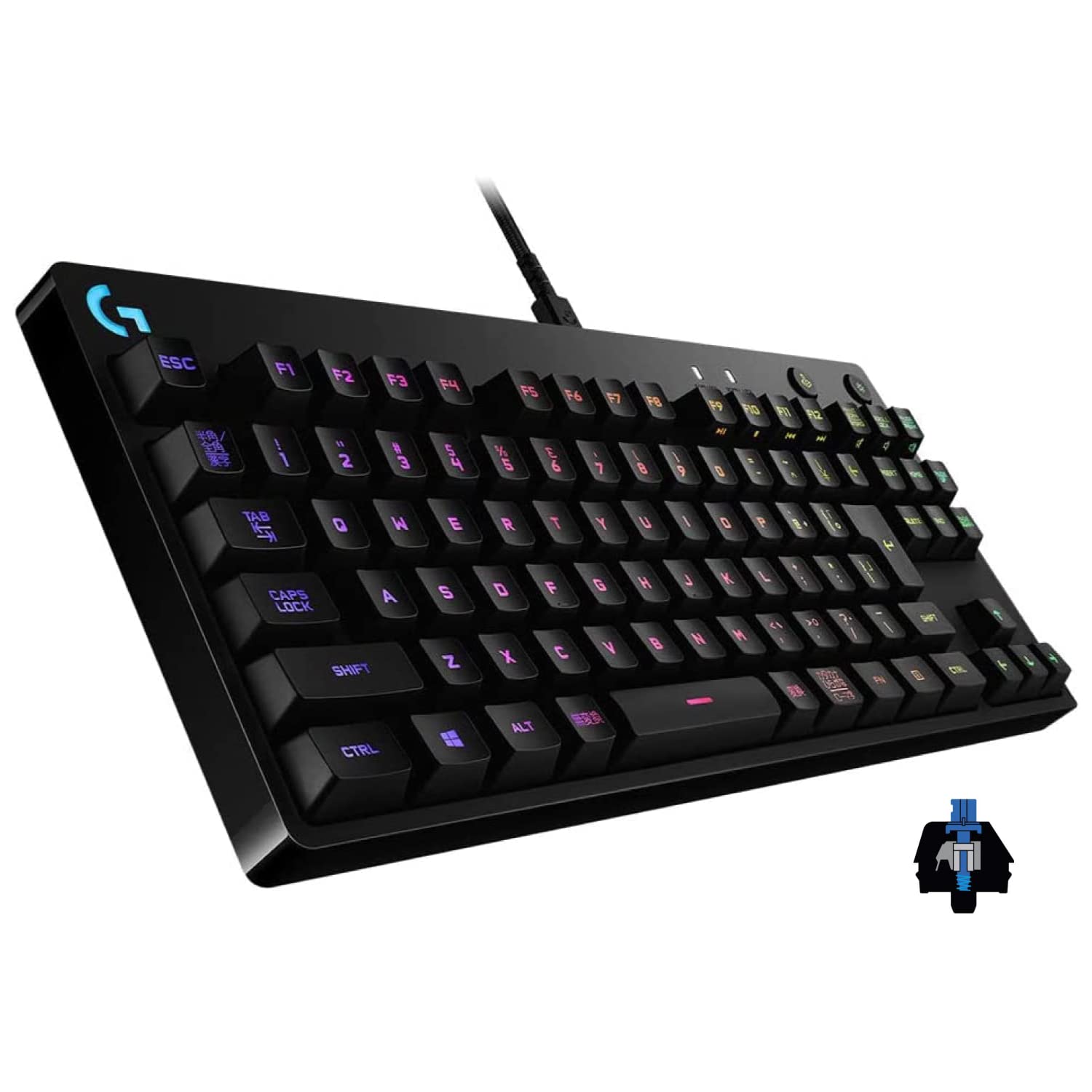Logicool G(ロジクール G) PRO ゲーミングキーボード テンキー受け答え GX取り替えっこ クリッキー 有線 力学的 鍵盤 静音 日本語取り合わせ LIGHTSYNC RGB 着脱式有線テレビ G-PKB-002CK 国内置き目品 ※別売り
