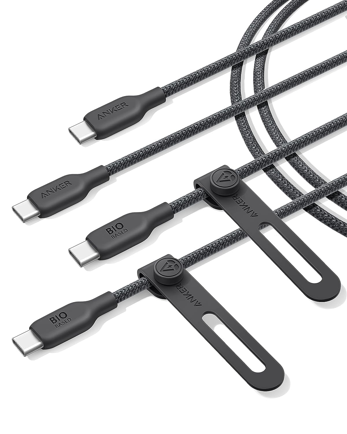 【2本書き割り】Anker USB-C ＆ USB-C 有線テレビ (240W, エコフレンドリーナイロン) 1.8m 黒いこと