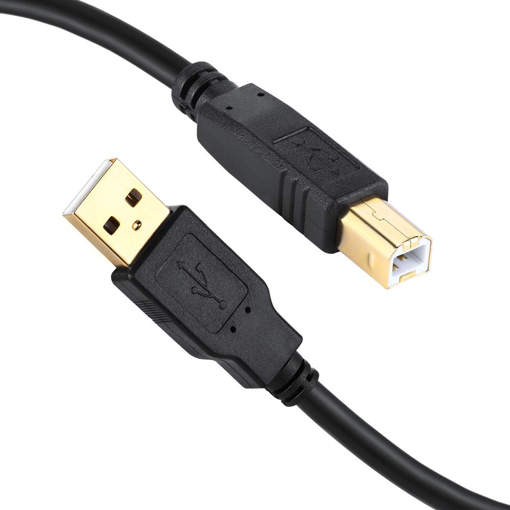 XBOHJOE USB 2.0 プリンターケーブル10m Aオス-Bオス 金メッキコネクタType Bにスキャナーケーブル、 HP、キヤノン、ブラザー、エプソン、デルの複合機 ファックス機 コピーに対応 ブラック 10メー