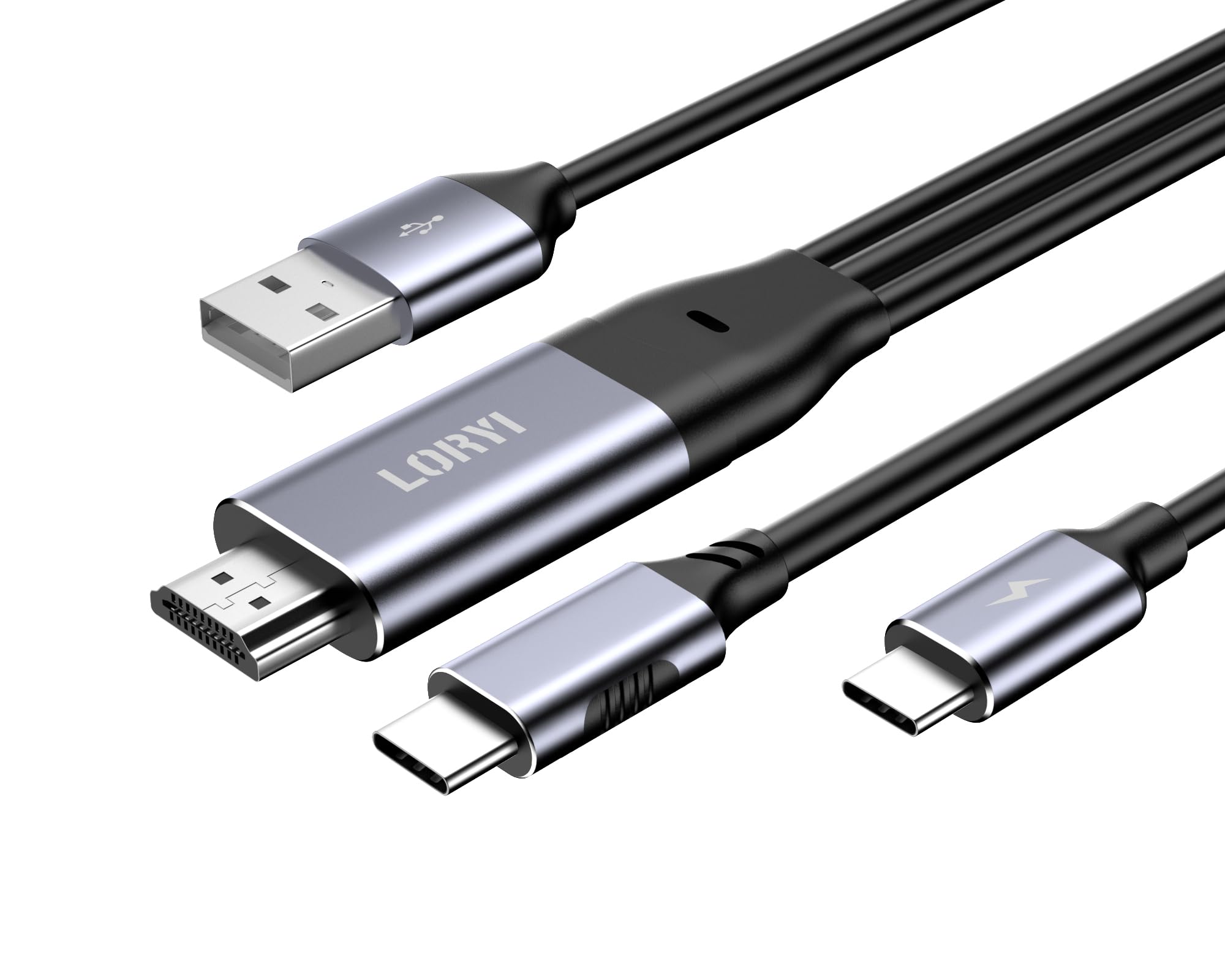 HDMI to Type-C 変換ケーブル 4K＠60Hz 2.5ｍ USB-C給電 HDMI to USB Type C AR グラス HDMI 変換アダプター Xreal Nreal Air モバイルモニター XREAL Beam USB-A タッチ機能サポート Thunderbolt 3対応 AR メガネ Switch 、XBOX