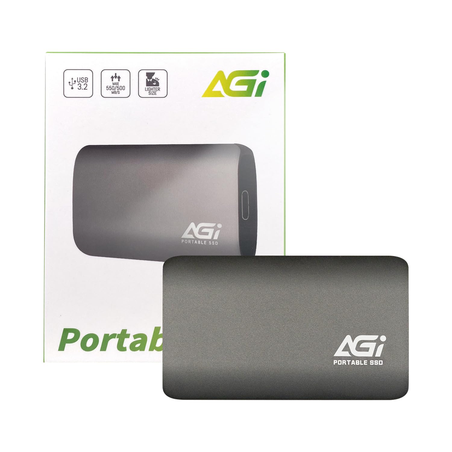 AGI 2TB 外付け SSD USB3.2 Gen2 【PS4 / PS5 動作確認済み】Type-C to Type-C/Aケーブル、耐衝撃 アルミ筐体 ポータブル(読み込み速度530MB/秒）ED138