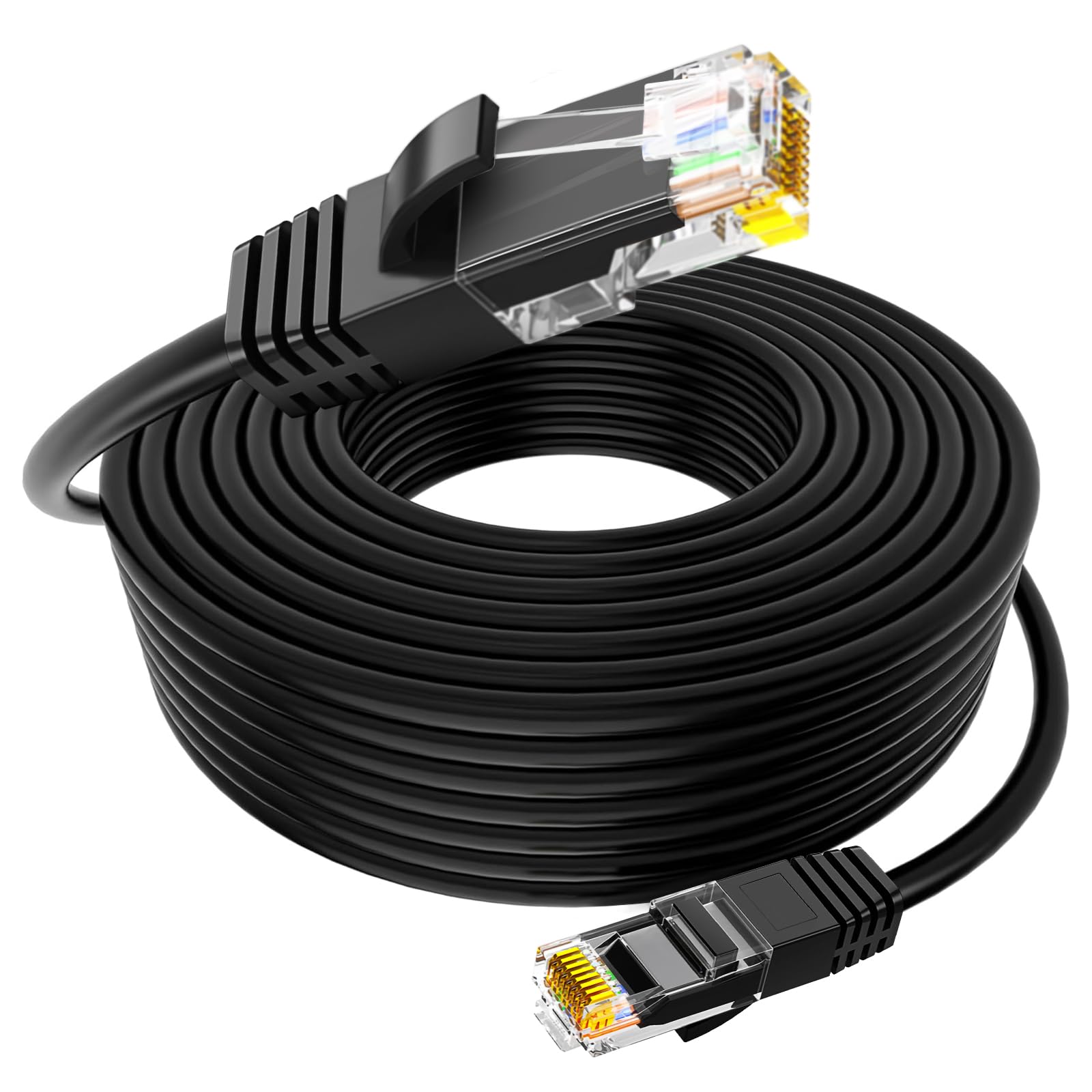 屋外用 LANケーブル 30m PoE対応 CAT6 Soohut LLDPE被覆 PoE防犯カメラ対応 ランケーブル 屋外lan配線 高耐久ポリエチレン被覆 LANケーブル 爪折れ防止 屋外用(ブラック, 30m)
