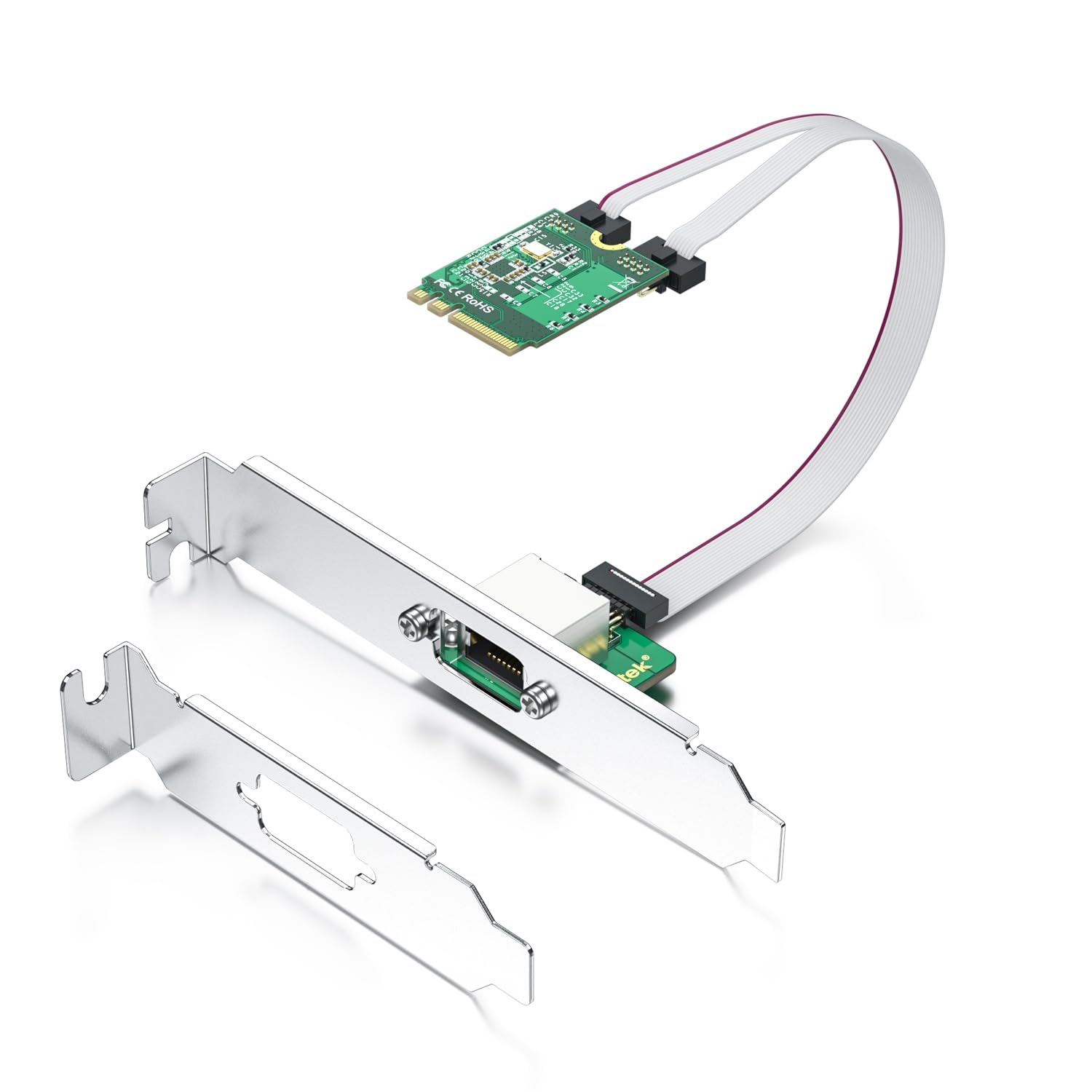 10Gtek M.2 A+E 足懸かり 2.5G ギガビット イーサネット 網状組織 歌留多、有線テレビ長 18 糎