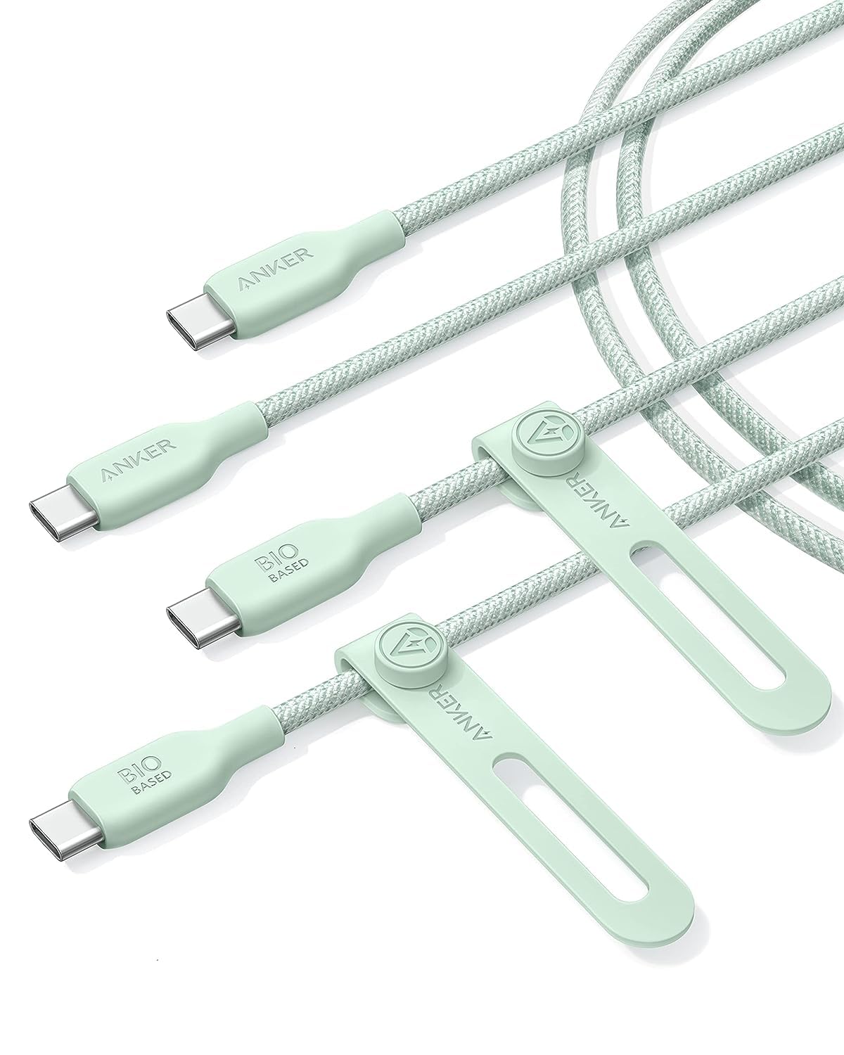 【2本書き割り】Anker USB-C ＆ USB-C 有線テレビ (240W, エコフレンドリーナイロン) 1.8m 緑であること