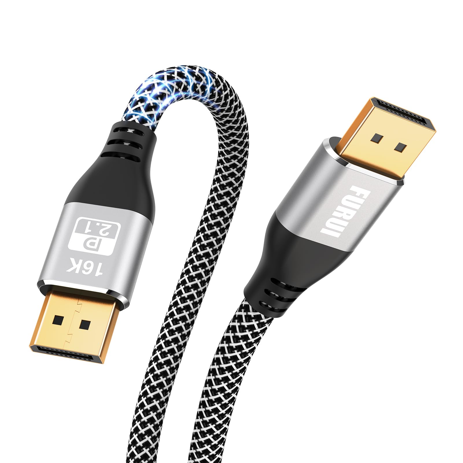 VESA 公許 Displayport 2.1 有線テレビ 3M、FURUI ナイロン編組 16K DP 2.0 有線テレビ 受け支える80Gbps, 16K@60サイクル, 8K@120サイクル, 4K@240サイクル / 165サイクル, 2K@360サイクル 、は一回りとっ始め、テレビゲームモニターと取り替えっこ性を持ちます