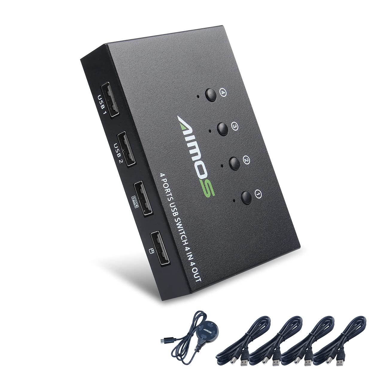 AIMOS USBうつり変わり器、4インプット4最終生産物USBうつり変わり+こしき、4台マイコン分かち合う二十日鼠、鍵盤、スキャナ、印刷人、Uレコード盤、固定ディスクなど4本のUSB有線テレビ ケース・カバー-スマートフォン・携帯電話アクセサリー