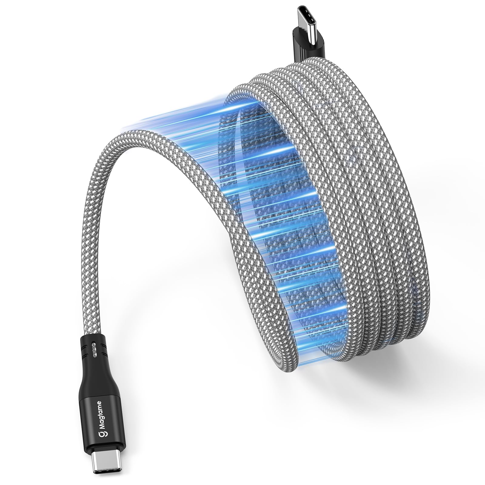 Magtame usb cケーブル 急速充電 磁力吸着絡まり防止 タイプcケーブル 60W/PD対応 形状記憶 usbc&usbcケーブル金属製コネクタtype-cケーブル二重ナイロン iPhone15/MacBook_Pro/Air/iPad/Samsung_Galaxy等対応 (1.5M-|T.M.Bストア