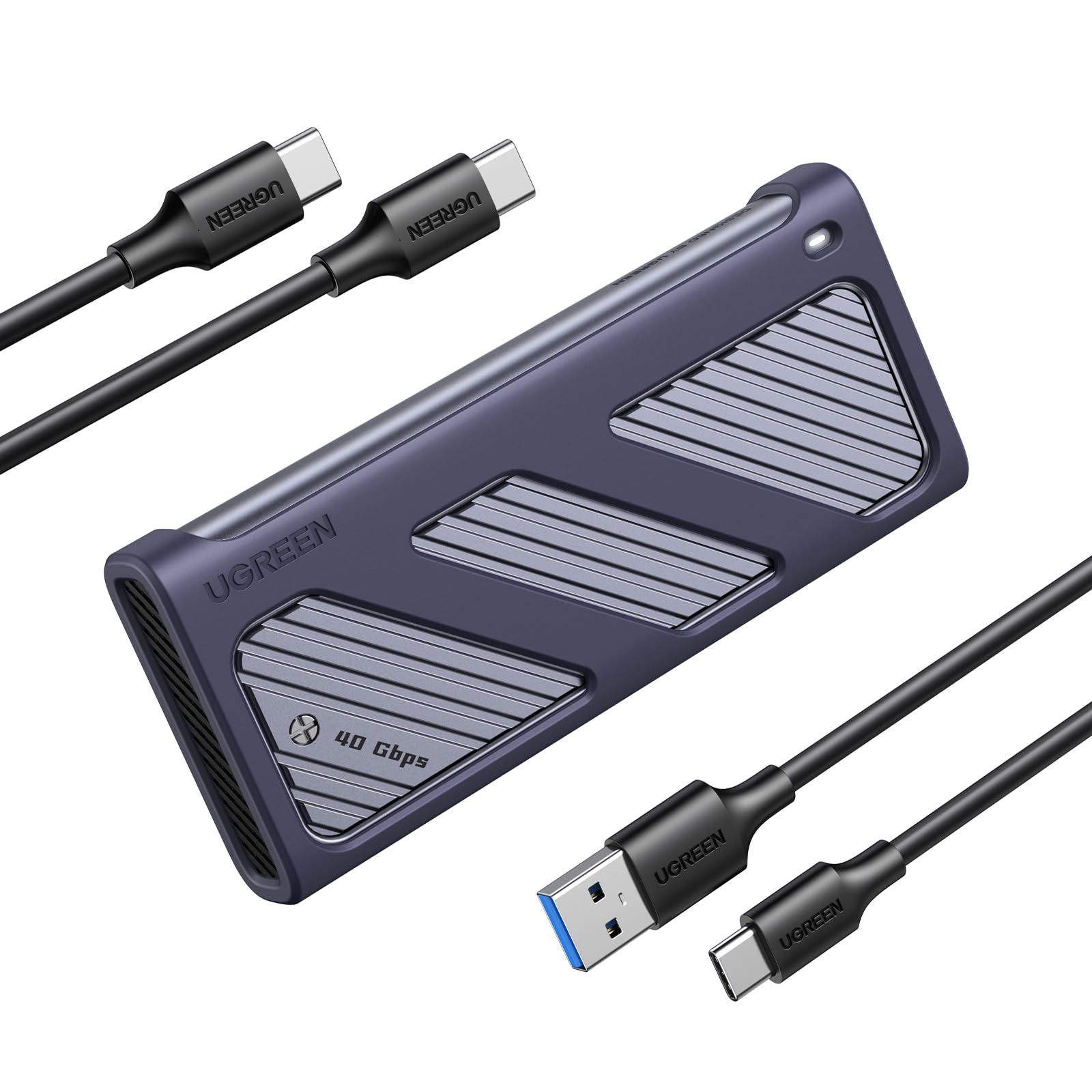 UGREEN M.2 SSD 外付けケース M.2 SSD ケース 【USB4 40Gbps超高速】 Thunderbolt 3/4 PCIe 4.0x4対応 NVMe SSD ケース 2230 2242 2260 2280(M-Key M&B Key) SSD対応 アルミ制 シリコンラバー付き M.2 ハードディスクケース 2