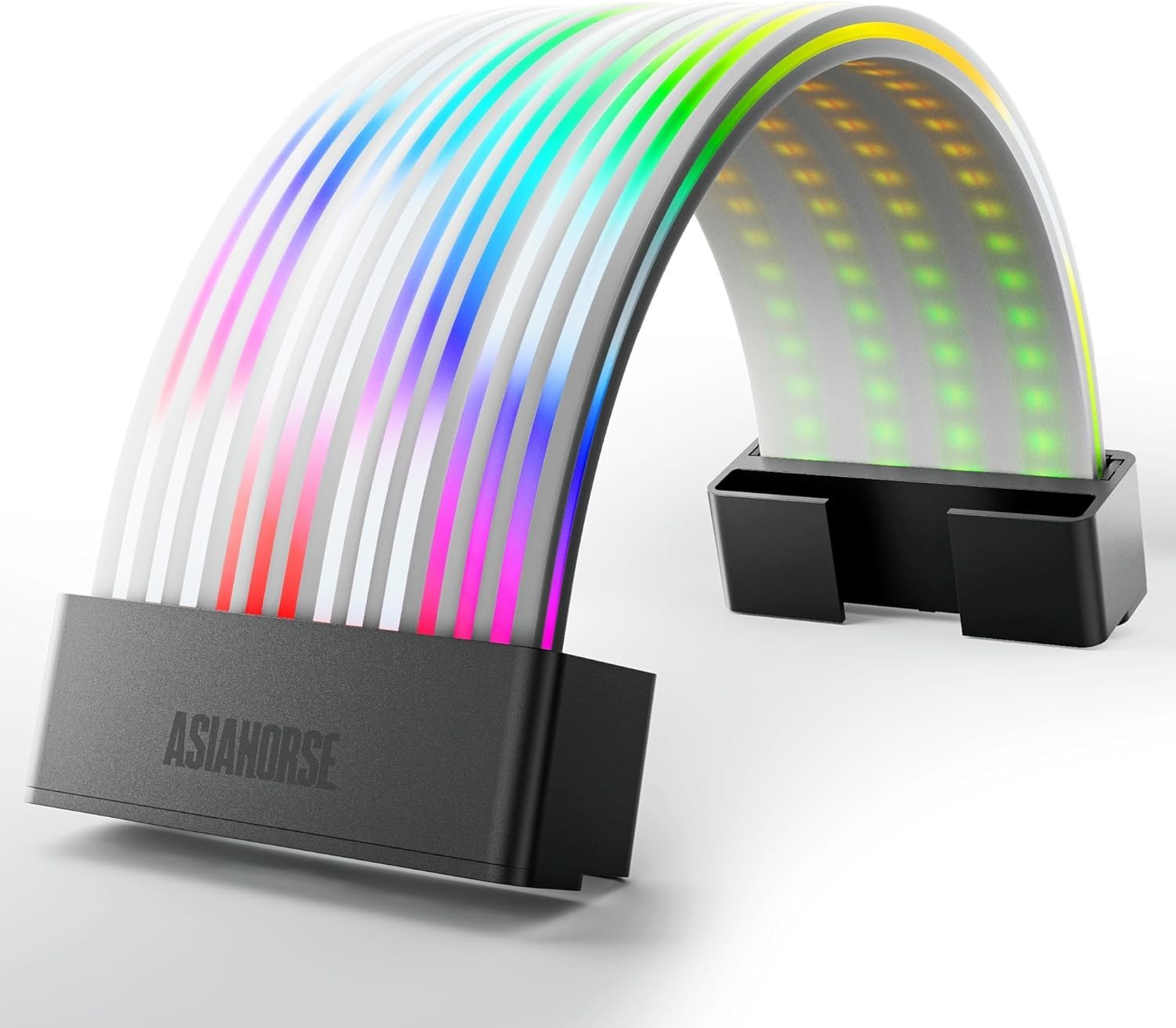 AsiaHorse スリーブケーブル用 ARGB LEDライトストリップ カバーキット 3*8ピン 25.5 CM ARGB 5V 3ピン 108 LEDランプビーズ 超長20,000時間の使用期限 Asus Aura ASRock GIGABYTE MSI RGBとのRGB 互換性あり AURORA-108-3