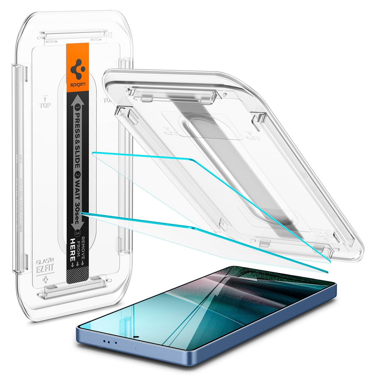 Spigen Galaxy S25 Ultra ガラスフィルム 指紋認証対応 9H硬度強化ガラス 貼り付けキット付き ギャラクシーS25ウルトラ対応 ナノコーティング 飛散防止 2枚入 EZ Fit AGL09078