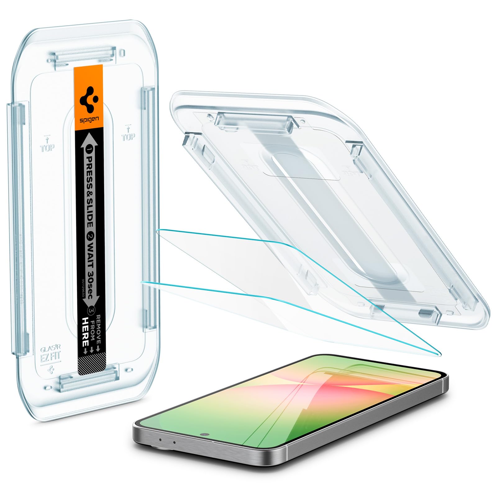 Spigen Galaxy S24FE 硝子写真フィルム 指紋公許相応う GalaxyS24FE 保護すること写真フィルム 貼り後ばらい一揃いの道具付き添い人 2枚入 ナノ上塗り 飛散押しとどめる EZ Fit