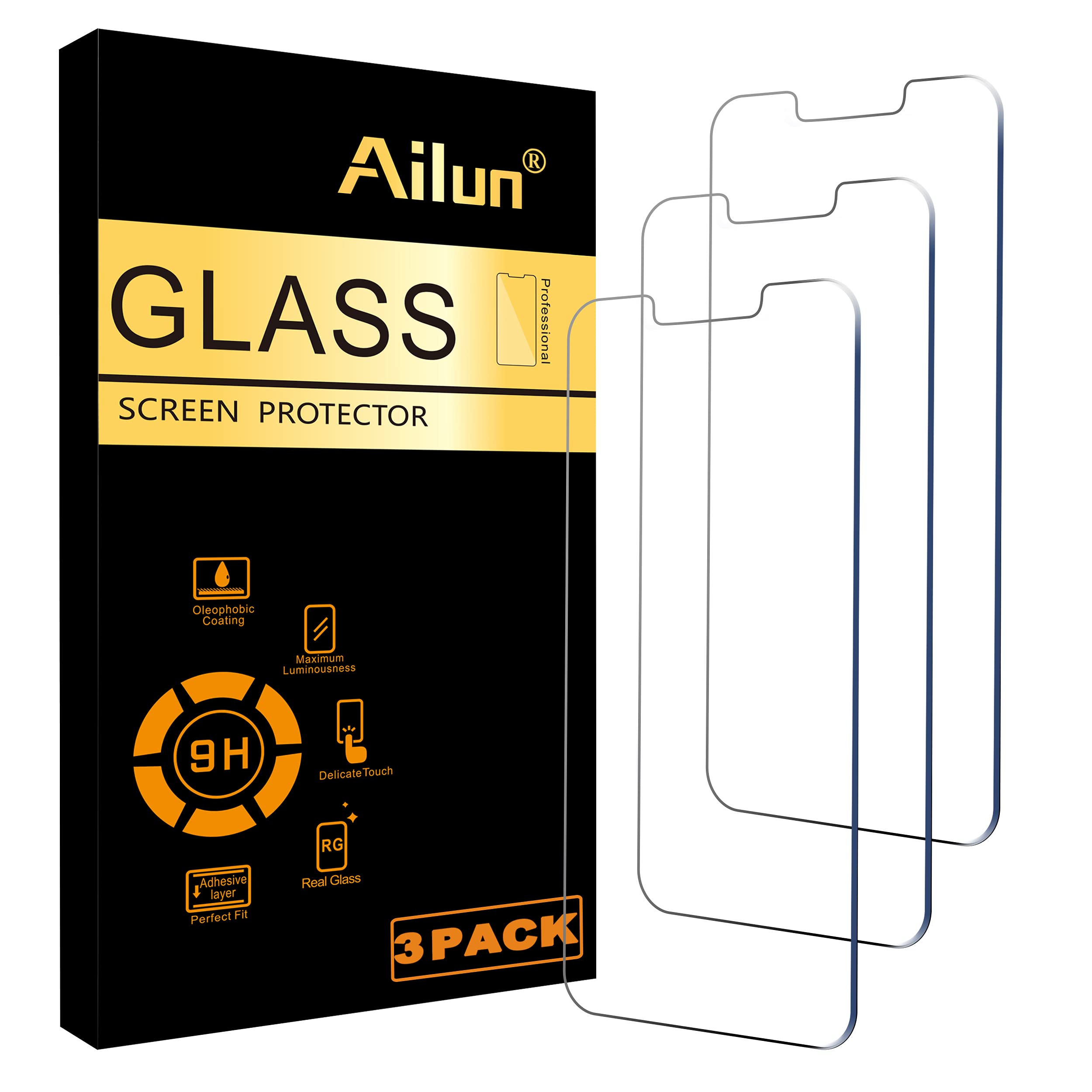 Ailun 映写幕プロテクター iPhone 13 mini [5.4in] 見せびらかす 2021 用 3枚容器に並べる 強化因子硝子
