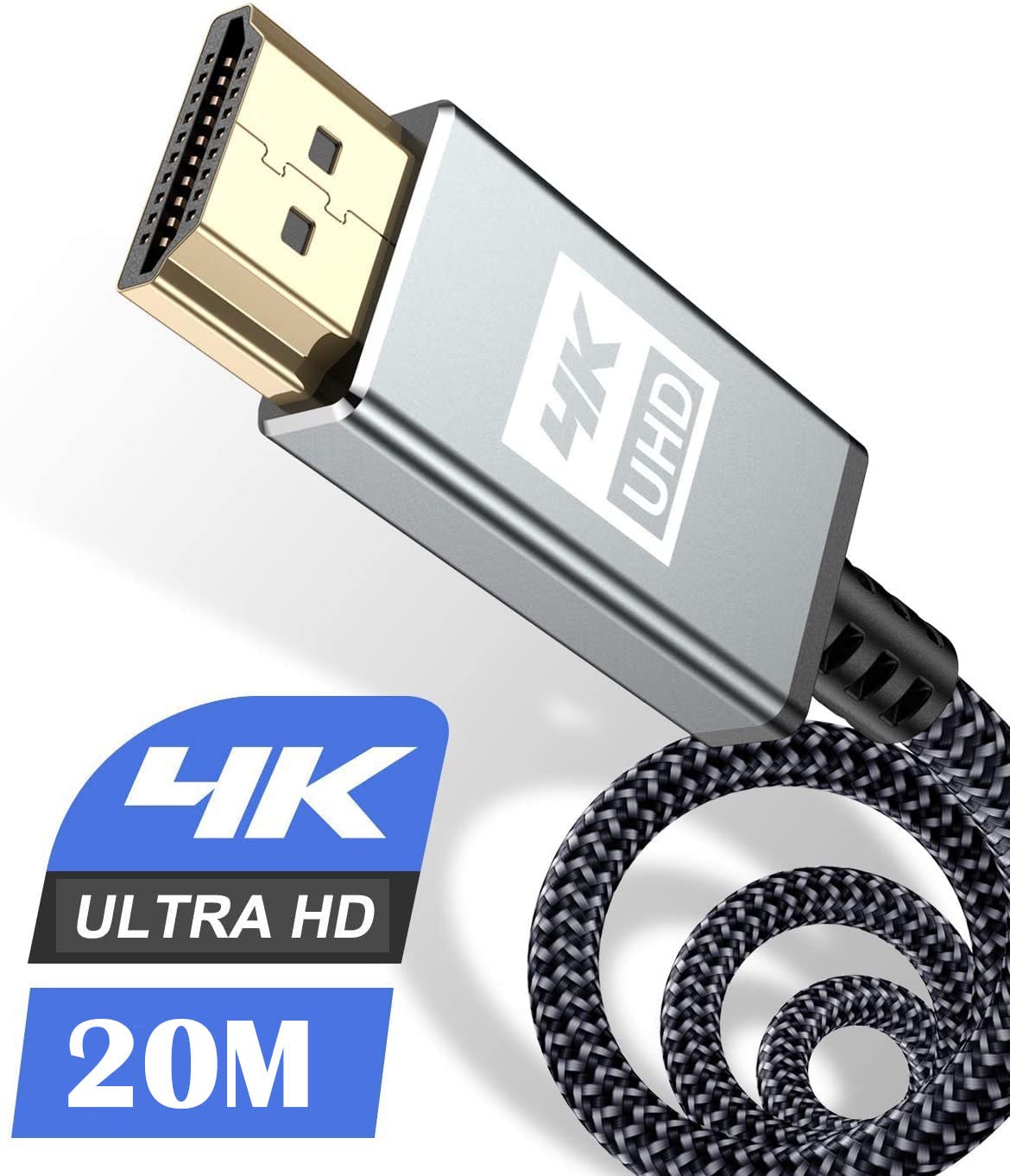 4K HDMI ケーブル 20m【ハイスピード アップグレード版】 HDMI 2.0規格HDMI Cable 4K 60Hz 対応 3840p/2160p UHD 3D HDR 18Gbps 高速イーサネット ARC hdmi ケーブル - 対応 パソコンの画面をテレビに映す Apple TV,PS5