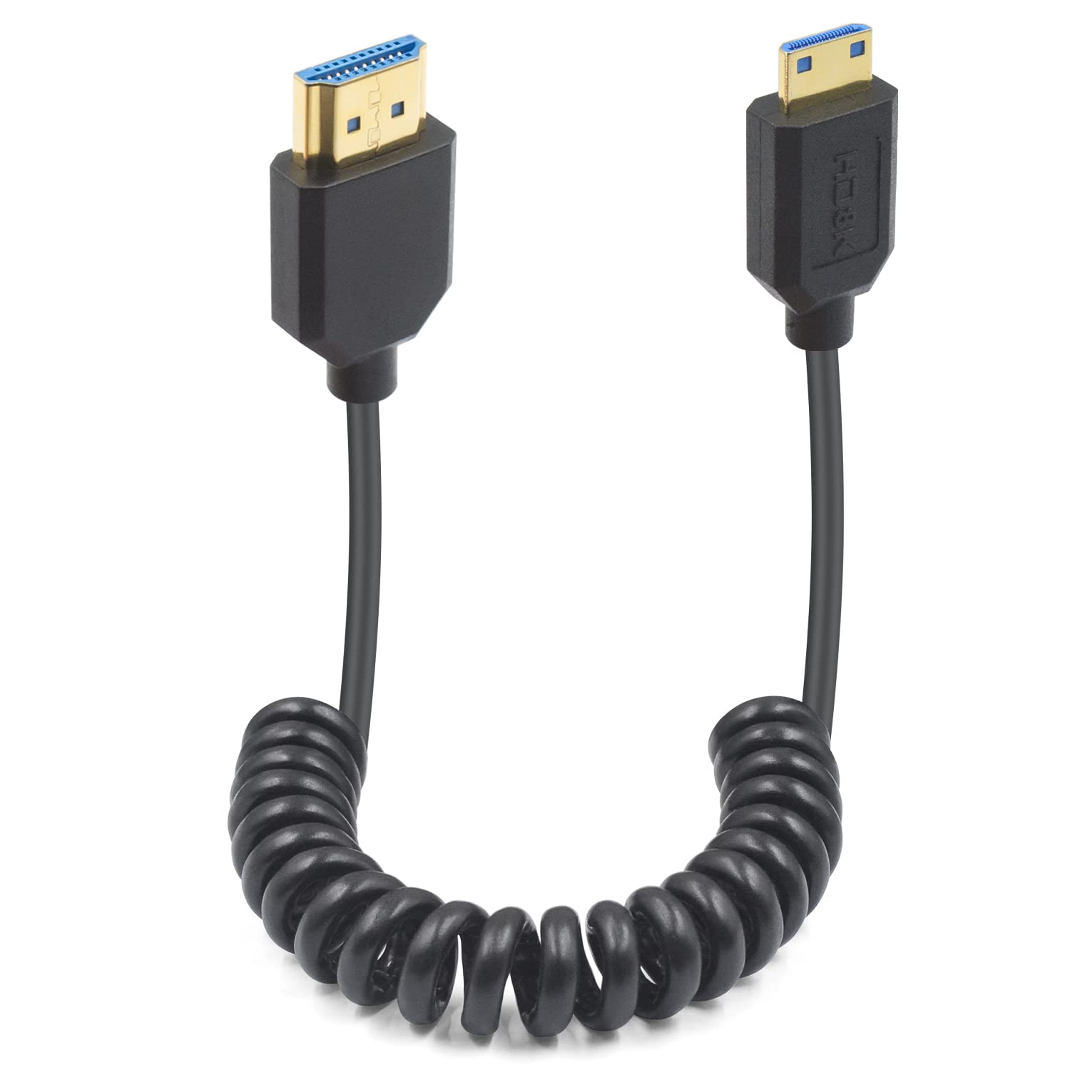 Duttek 8K HDMIミニHDMIコイルケーブル ミニHDMI HDMI 2.1バージョンケーブル 48Gbps 超薄型HDMIオスミニHDMIオスケーブル 8K@60hz Ultra HD対応 プロジェクター モニター ビデオカメラ用 (4フィート/1.2m)