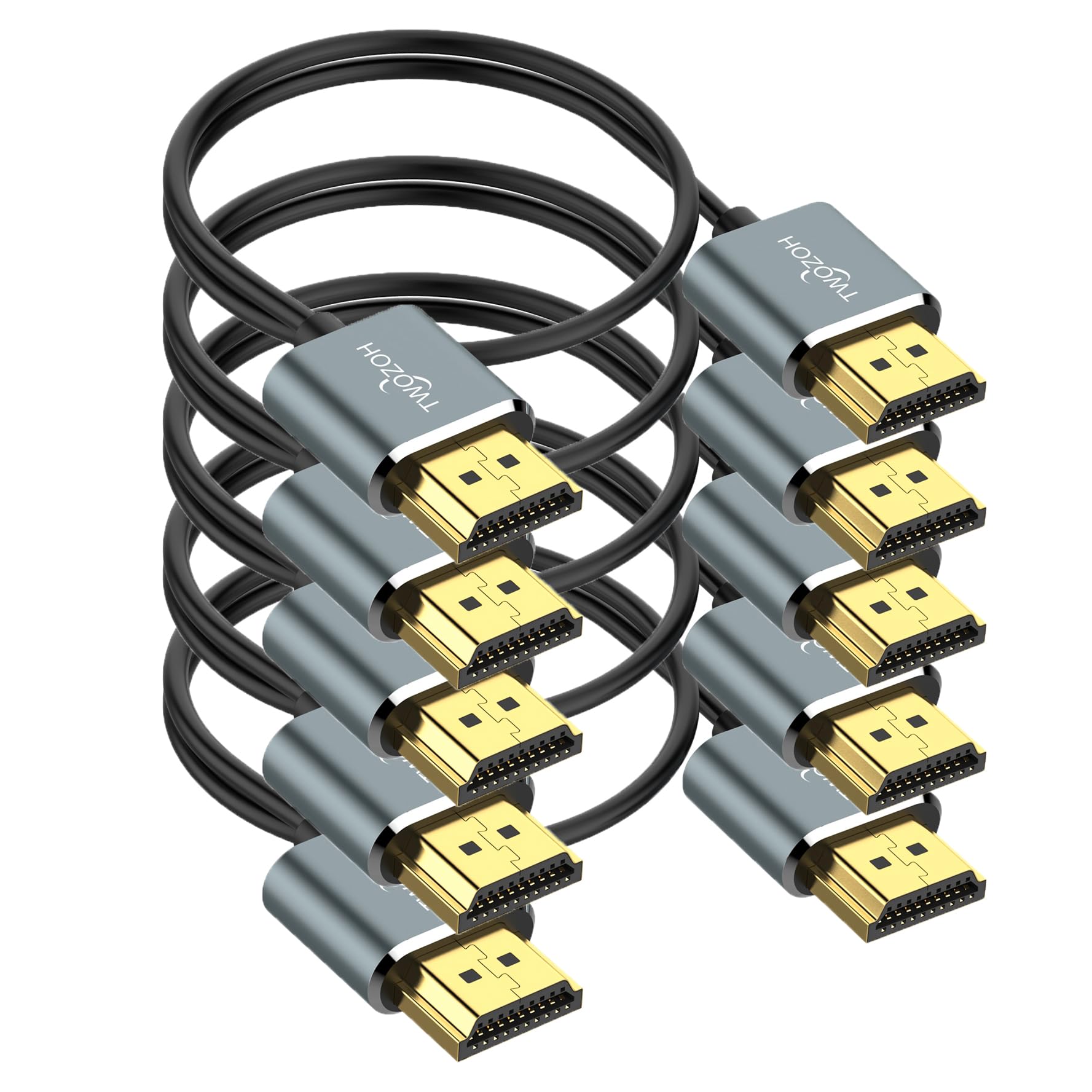 Twozoh か細い4K HDMI有線テレビ 5M 5本入り口・入口 超薄型\u0026軟らかい スキニーHDMI 2.0吊りひも 4K/60HZ 18gbps 万覚え帳マイコン 管する なおなお書き5 なおなお書き4 Xbox One Fire TV相応う