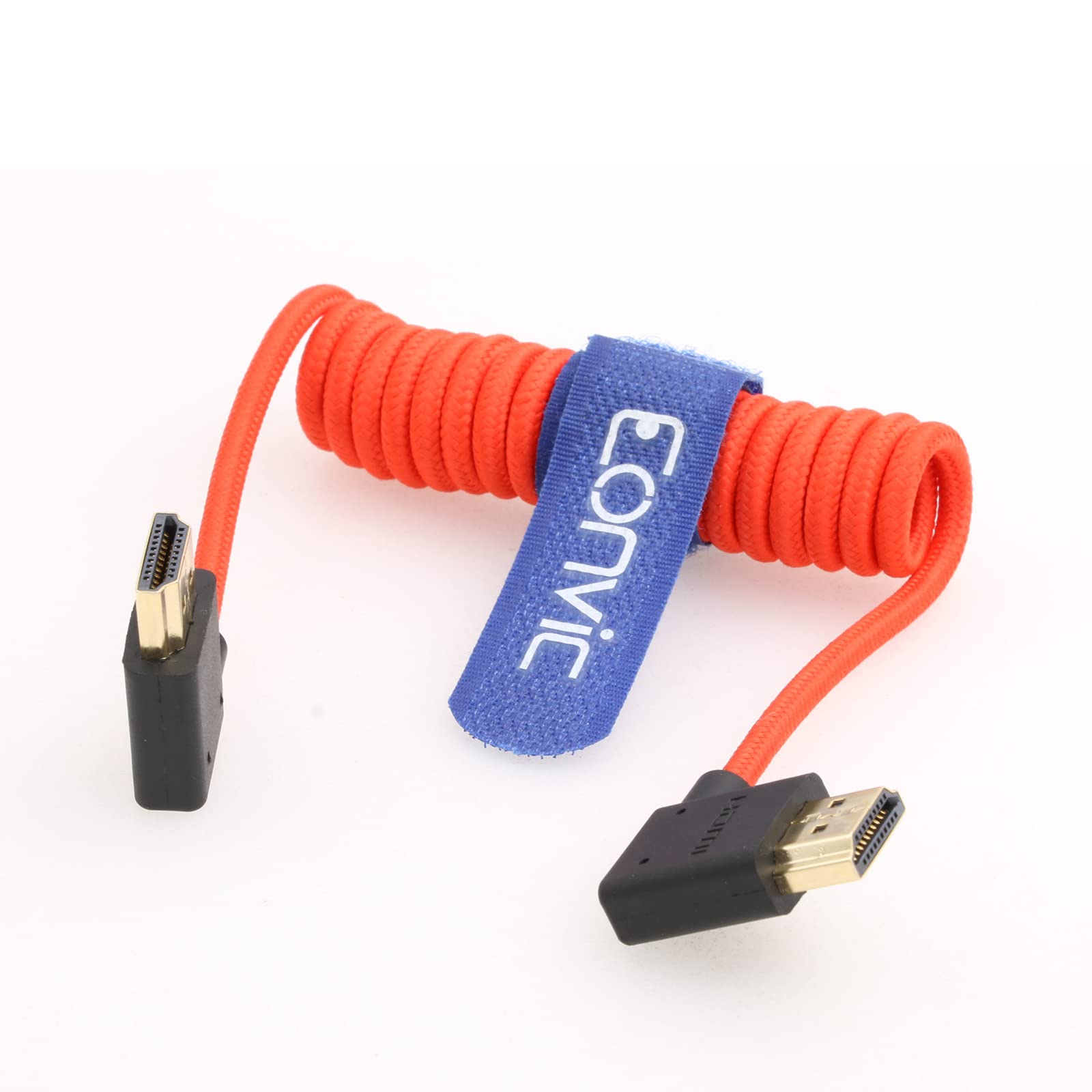 Eonvic 左一角 ミニ HDMI - HDMI 発条 有線テレビ 1080P ソニー CX7 / ソニー SR7E / Atomos Shogun 管する用 (Red Left -Right bend)