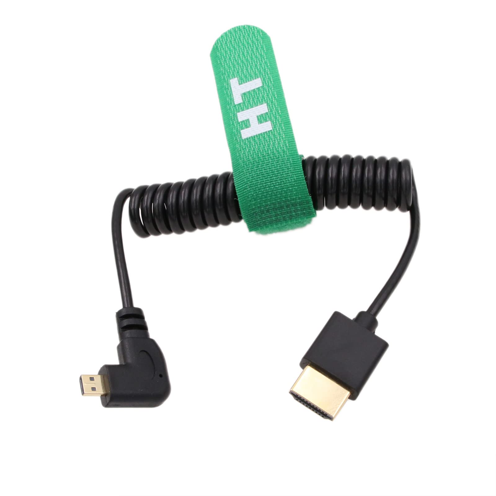 HangTon Micro HDMI 4K 60サイクル 8K Right Angle HDMI Coiled Cable for Sony A6400 A7R Canon R5 R6 GH4 S5 Z50 Camera ATOMOS Ninja V Portkeys Monitor Type A D HDMI 2.1