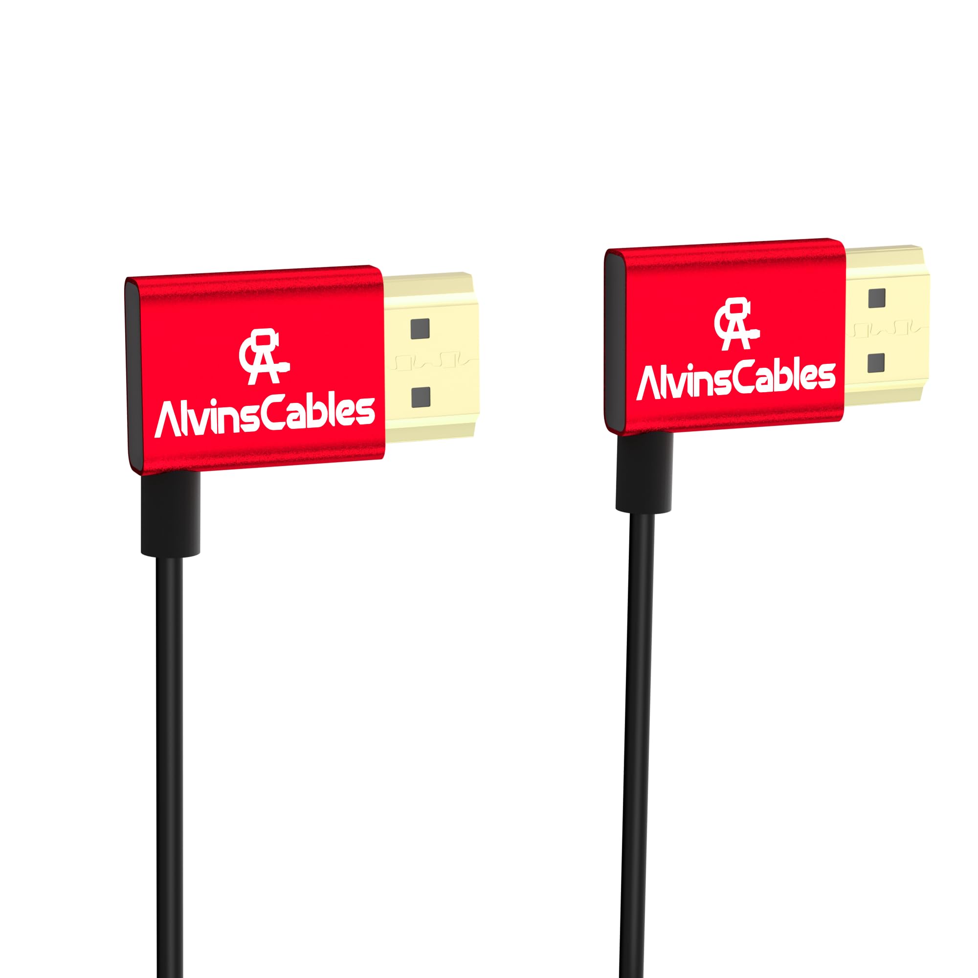 Alvin's Cables HDMI ケーブル 8K 2.1 48Gbps 高速 Φ2.4mm 超薄型 右アングル HDMI A to A。8K@60Hz/4K@120Hz。for Canon C70, for Sony A7/A9, Blackmagic Camera, Atomos, SmallHD Monitor 30cm