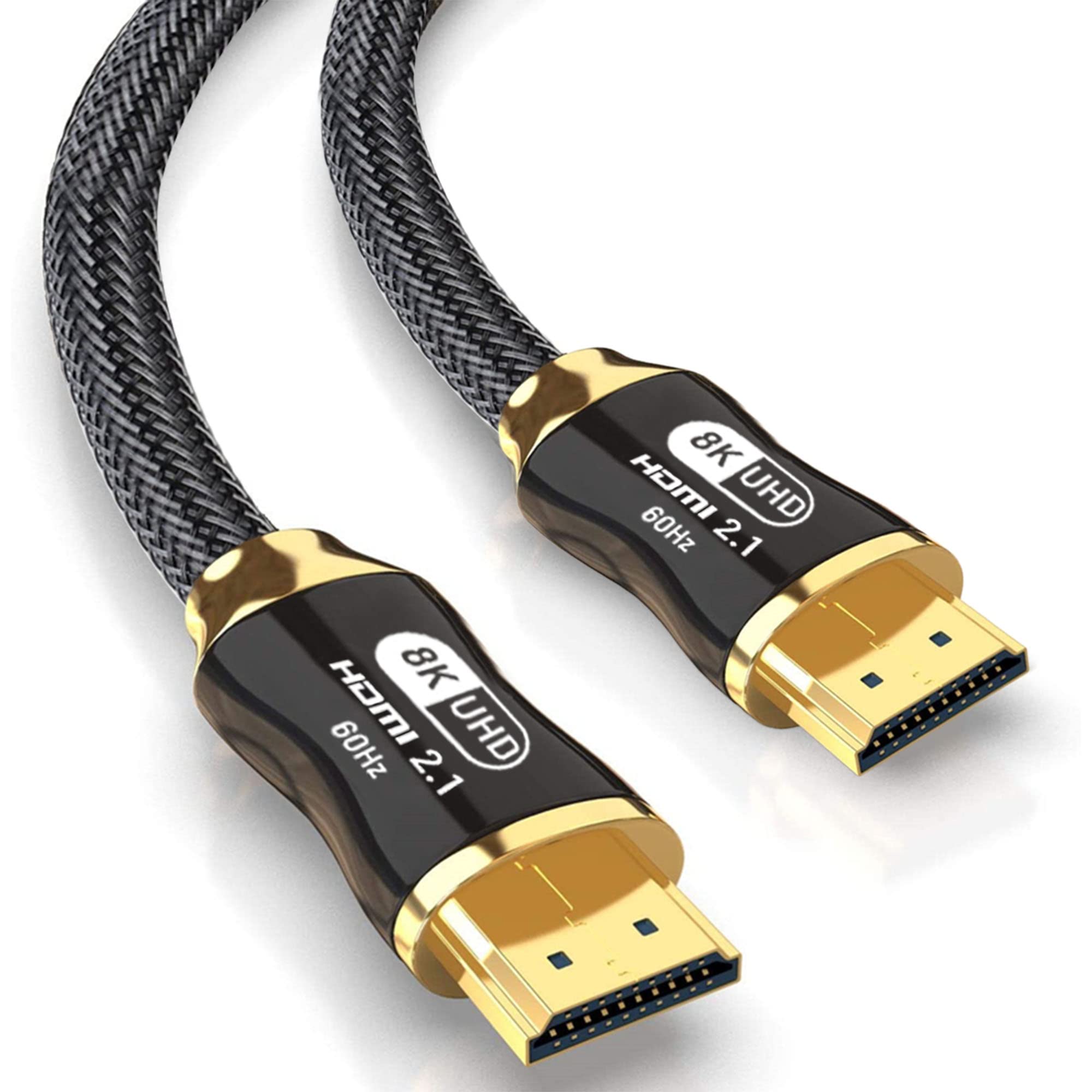 Lonlonty 8k HDMIケーブル HDMI 2.1ケーブル 8K@60Hz 4K@120Hz 48Gbps 高速HDMIケーブル PS5用 Xboxシリーズ X/S イーサネット 3D eARC DynamicHDR オス-オス ナイロン編組 24K金メッキヘッド 5m HDMIケーブル 2.1
