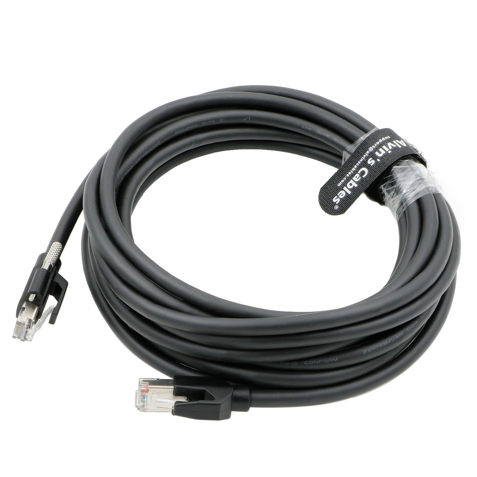 Alvin's Cables Basler カメラ 用の GigE Cat6 S STP ケーブル ねじ ロック 水平 RJ45 DrC 5M