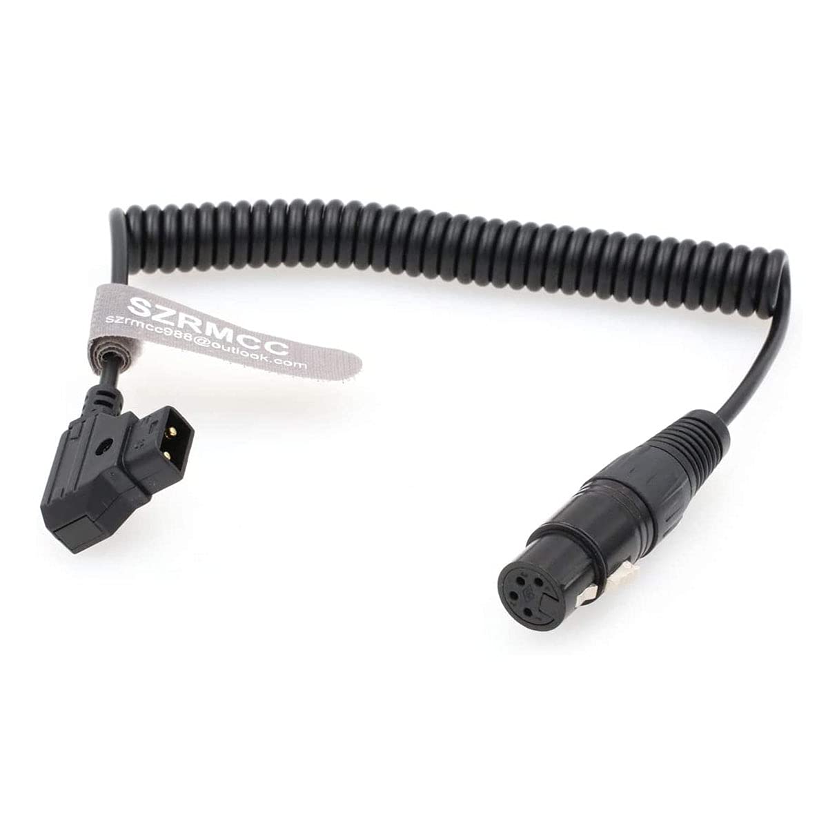 SZRMCC XLR4ピン-DSLRカムコーダープラクティライト602LEDライト用Dタップコイル状電源ケーブルSonyF55SXSカメラモニター (Coiled Cable)